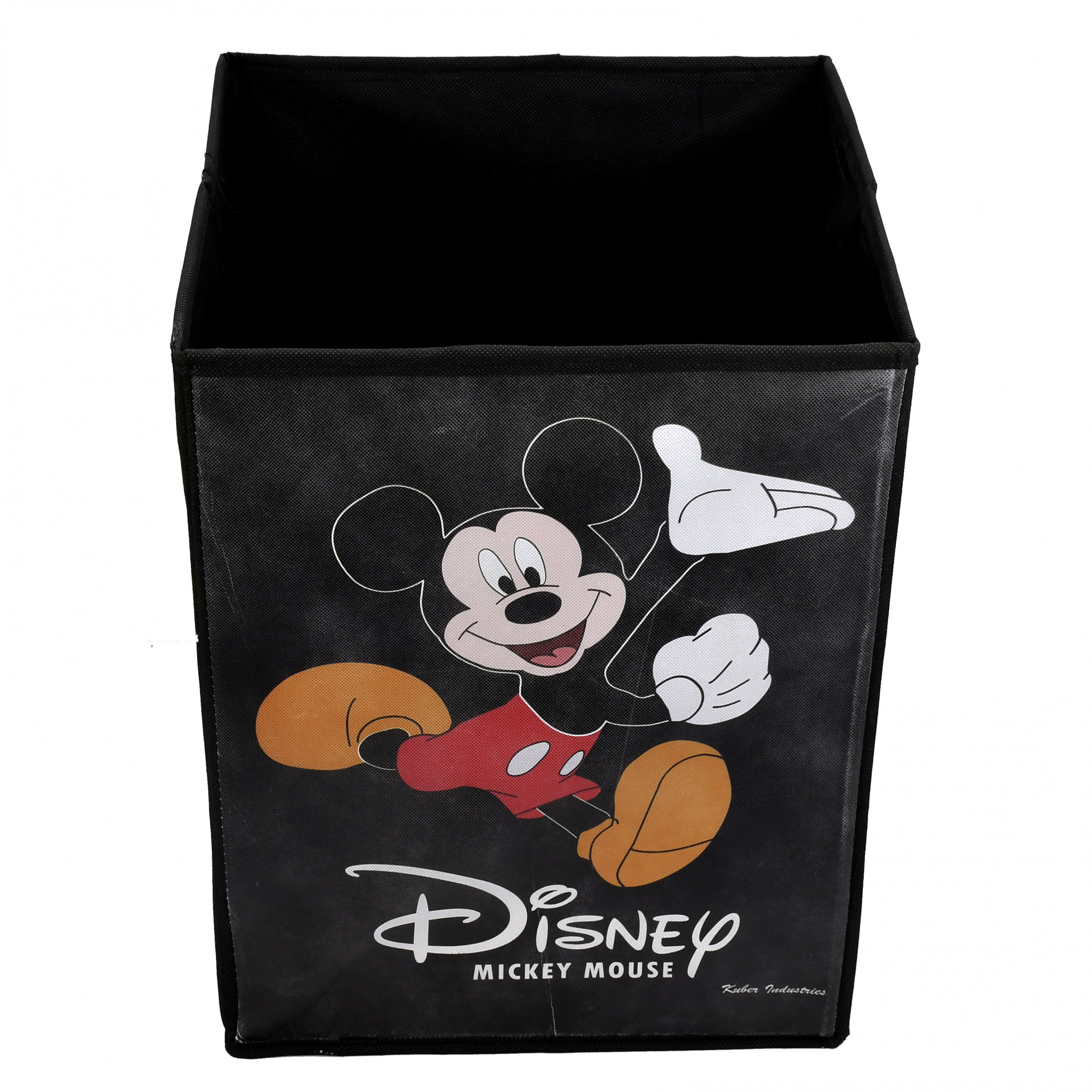Kuber Industries Disney Mickey Mouse Print Non Woven Fabric Foldable Laundry Basket , Toy Storage Basket, Cloth Storage Basket With Handles (Black)-KUBMART1190
