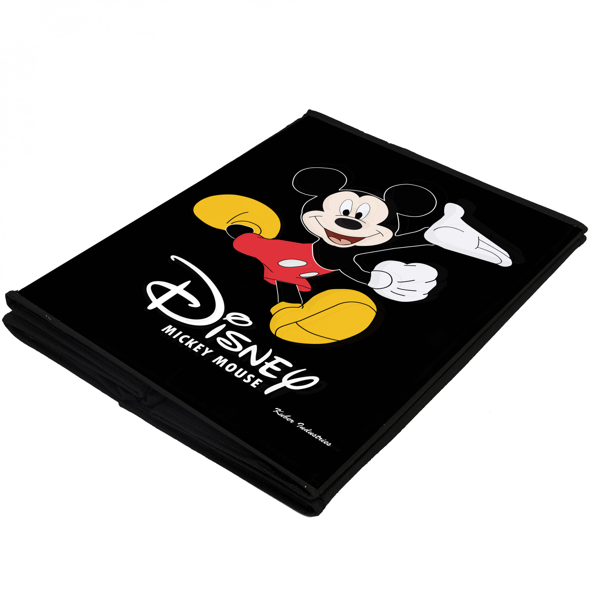 Kuber Industries Disney Mickey Mouse Print Non Woven Fabric Foldable Laundry Basket , Toy Storage Basket, Cloth Storage Basket with Lid & Handles (Black)-KUBMART1208