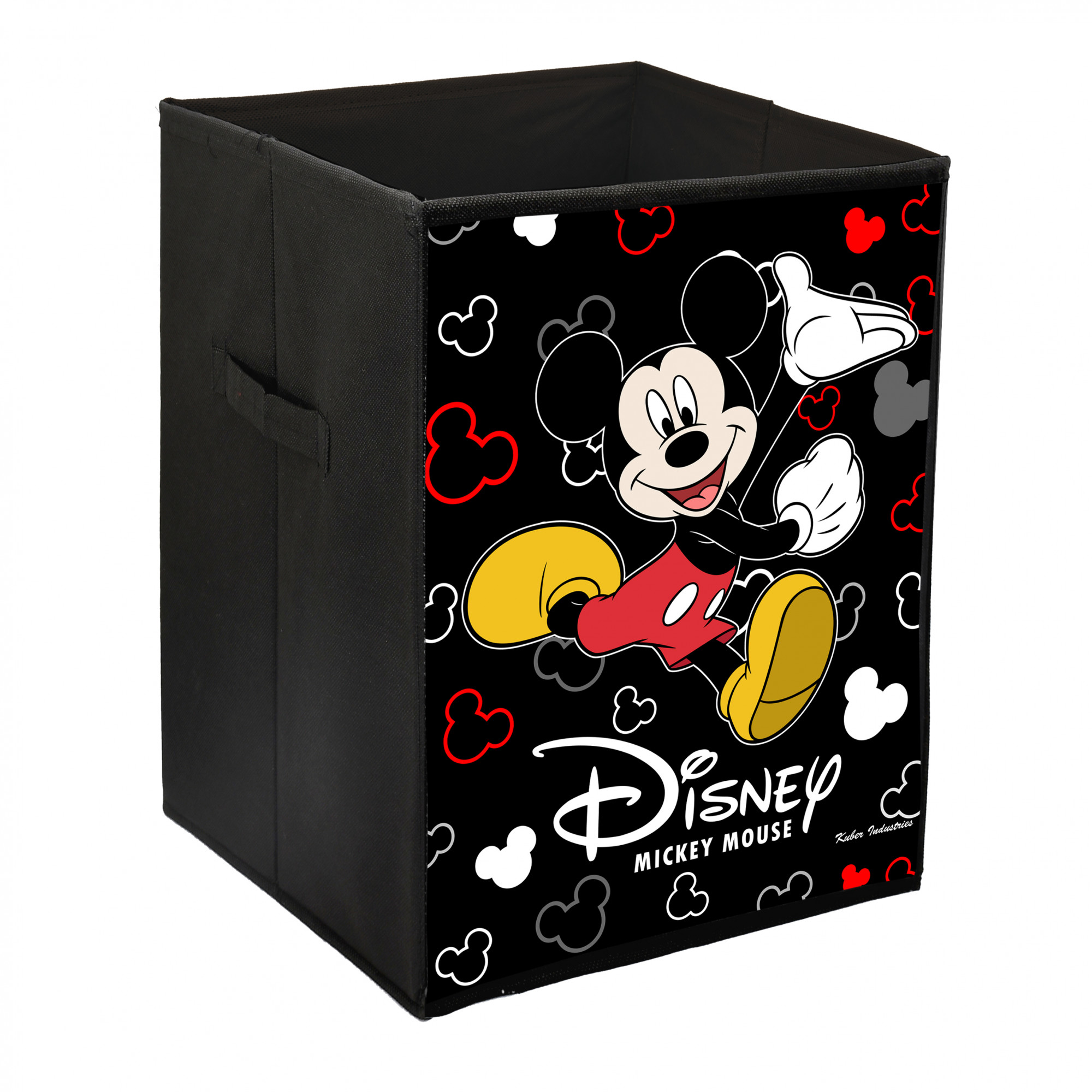 Kuber Industries Disney Mickey Mouse Print Non Woven Fabric Foldable Laundry Organiser With Handles (Black)-KUBMART3444