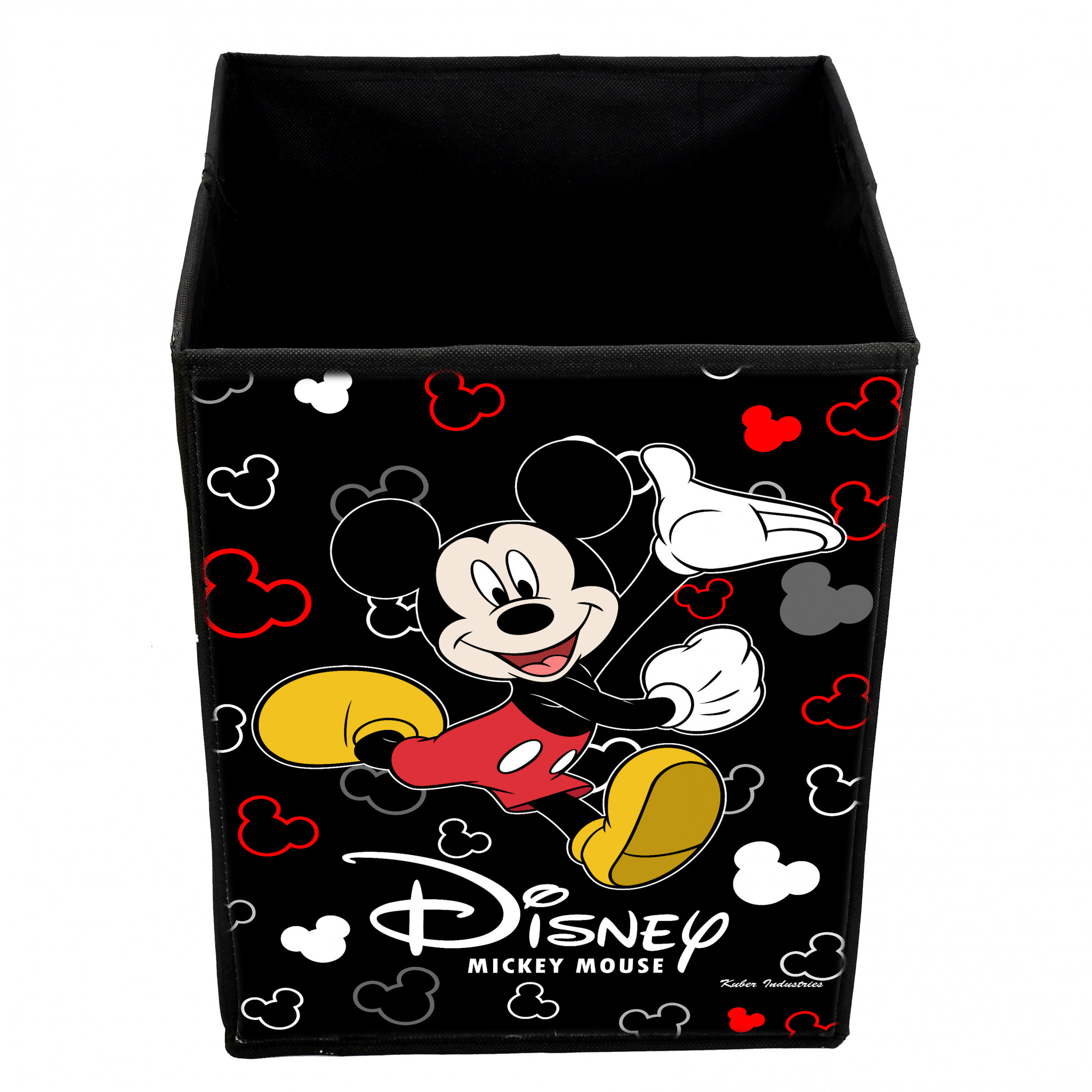 Kuber Industries Disney Mickey Mouse Print Non Woven Fabric Foldable Laundry Organiser With Handles (Black)-KUBMART3444