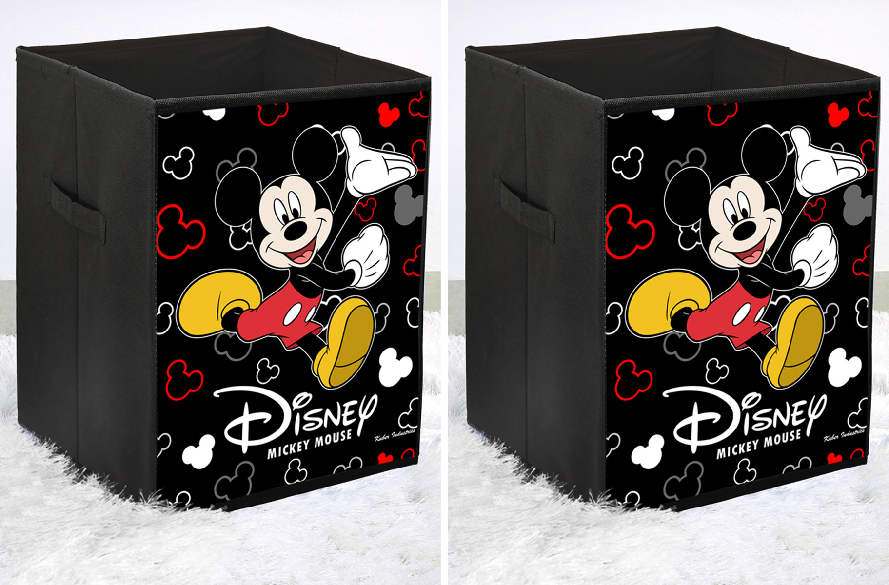 Kuber Industries Disney Mickey Mouse Print Non Woven Fabric Foldable Laundry Organiser With Handles (Black)-KUBMART3444