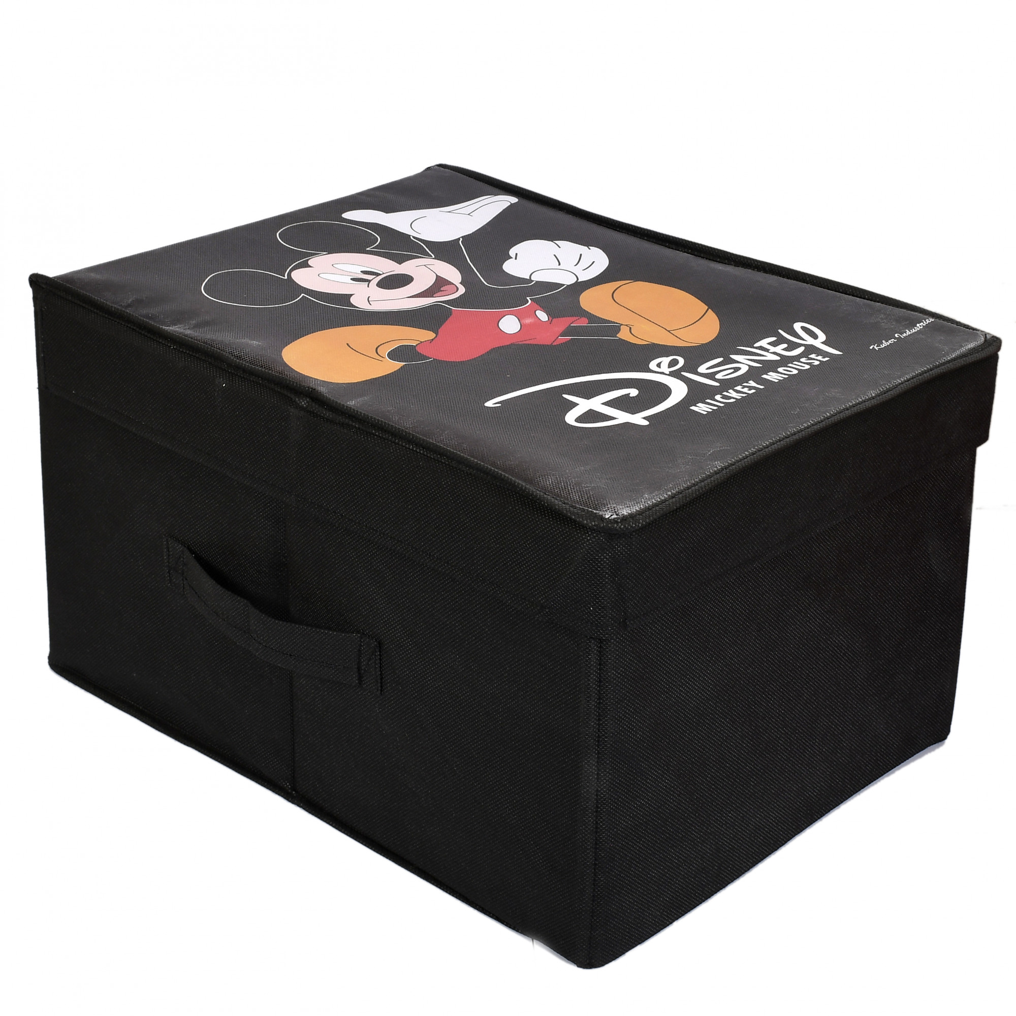Kuber Industries Disney Mickey Mouse Print Non Woven Fabric Foldable Saree Cover Storage Organizer Box with With Lid, Extra Large (Black)-KUBMART1716