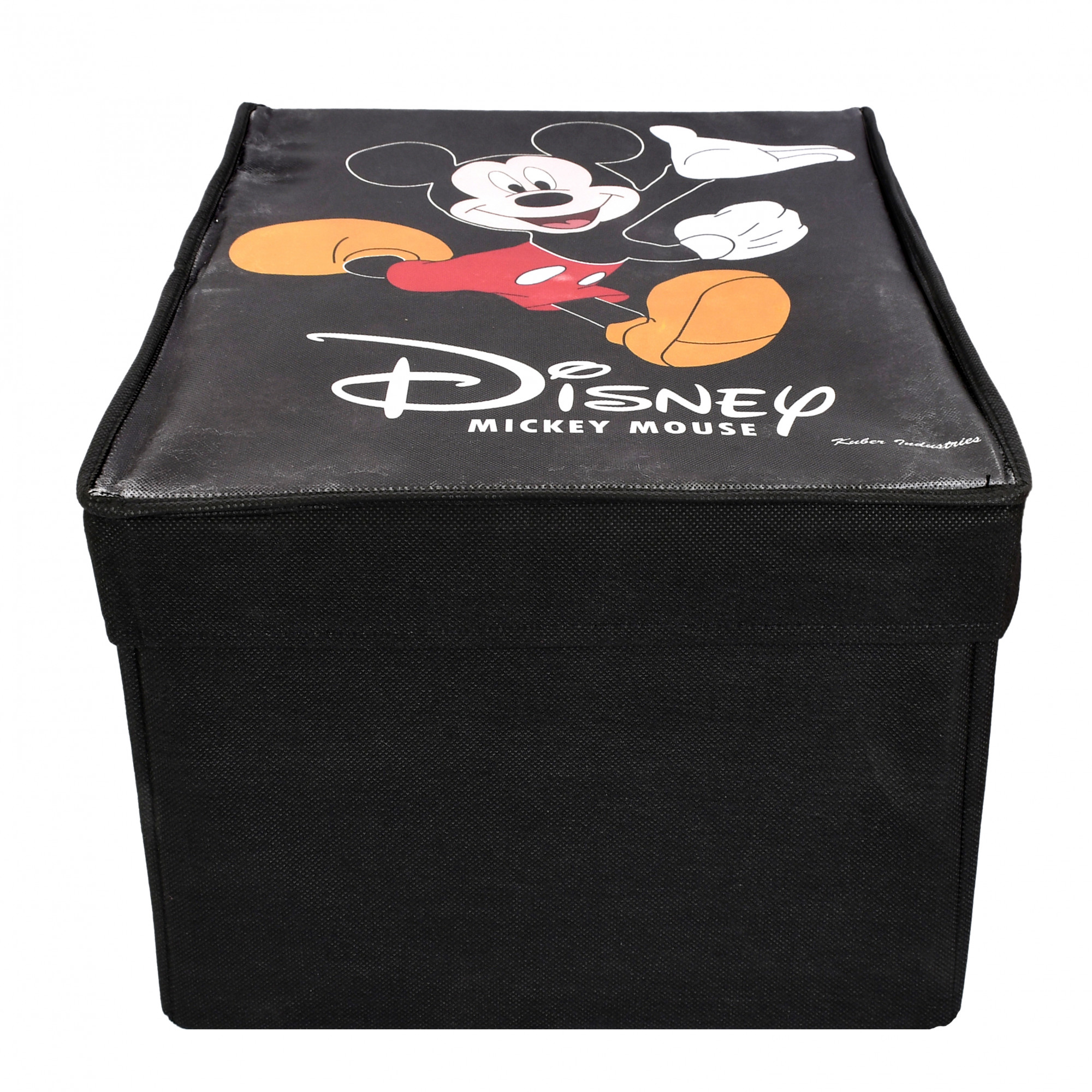 Kuber Industries Disney Mickey Mouse Print Non Woven Fabric Foldable Saree Cover Storage Organizer Box with With Lid, Extra Large (Black)-KUBMART1716