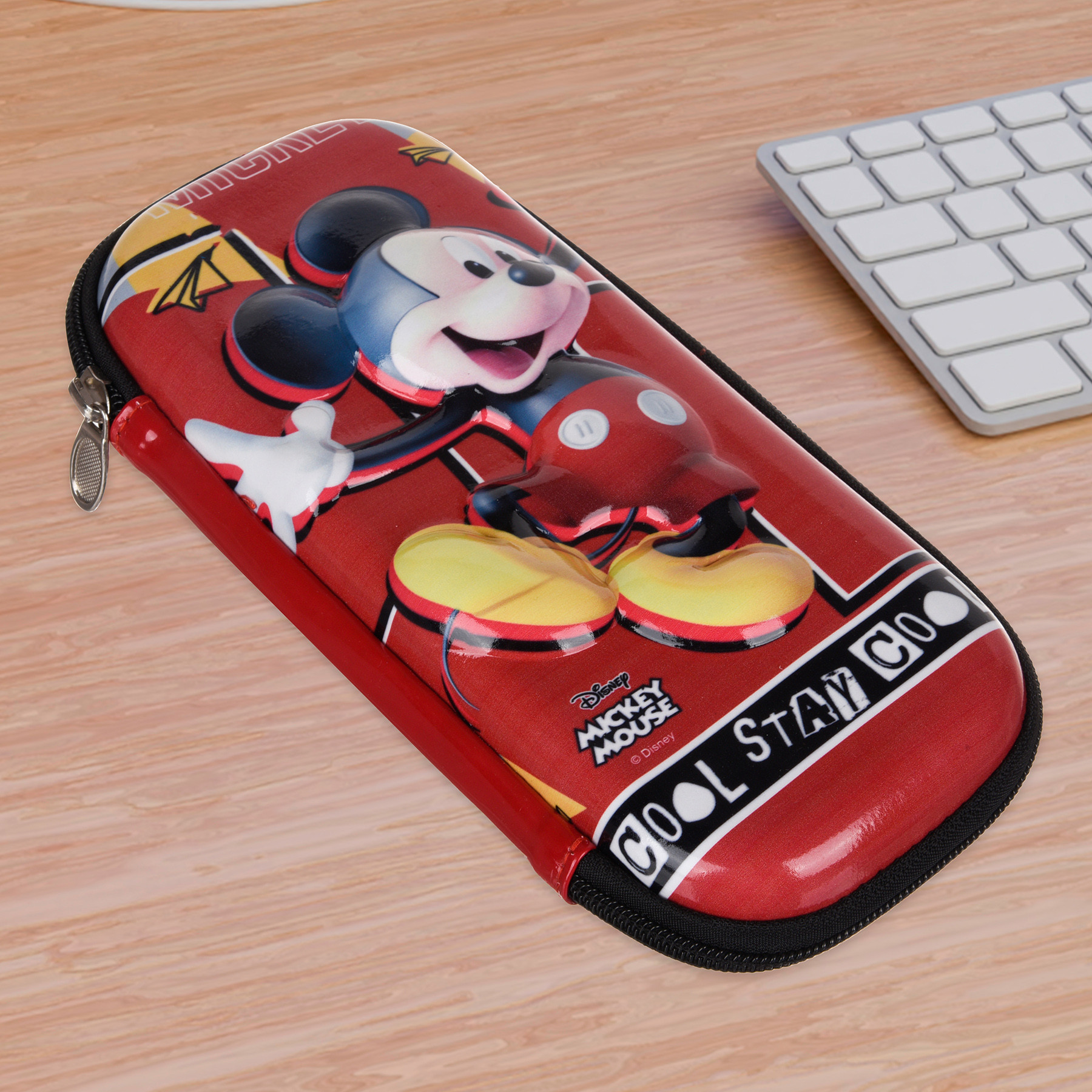 Kuber Industries Disney Mickey Pencil Pouch  School Pencil Case for Kids  Pen-Pencil Box for Kids  Geometry Box  Compass Box  School Stationery Supplies  Red