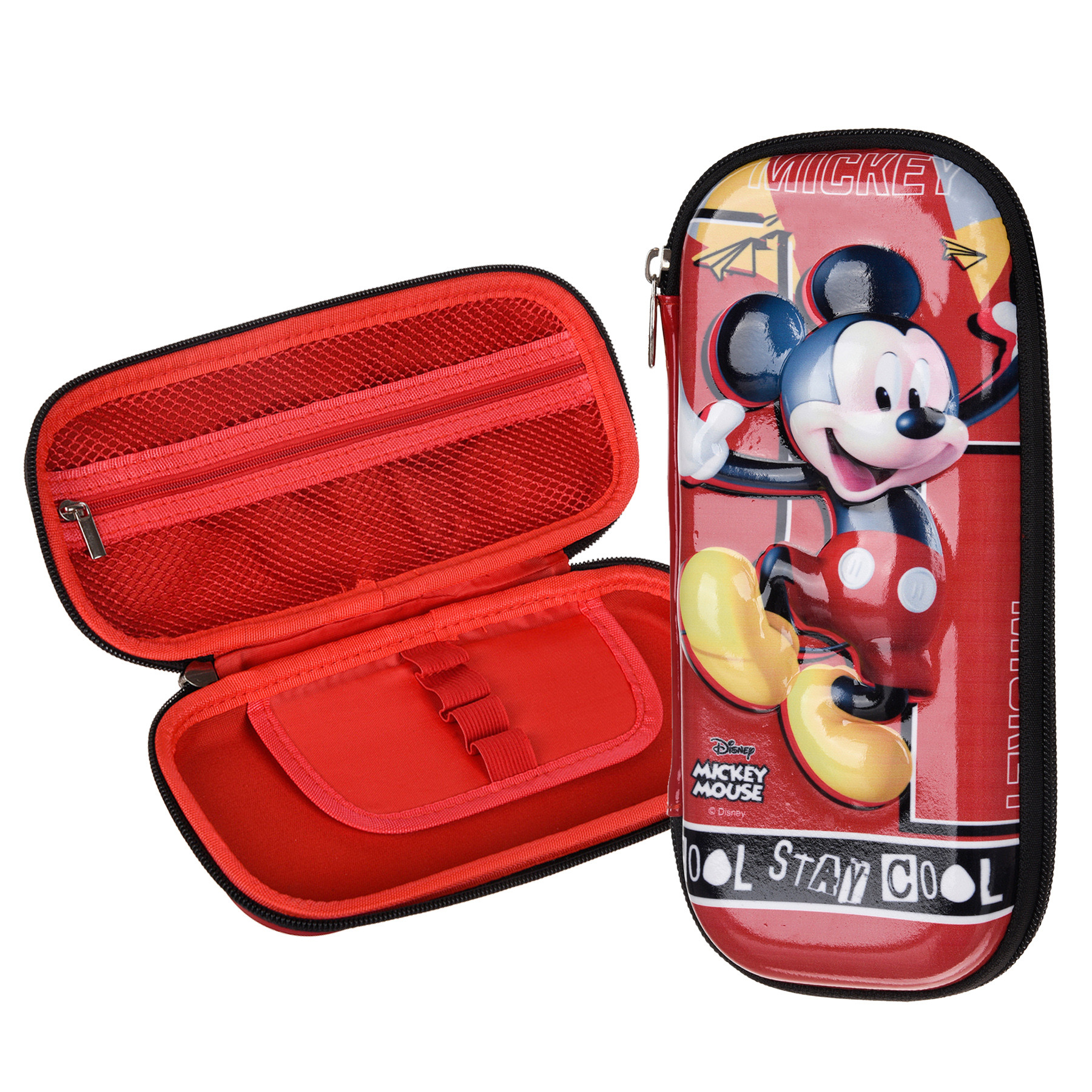 Kuber Industries Disney Mickey Pencil Pouch | School Pencil Case for Kids | Pen-Pencil Box for Kids | Geometry Box | Compass Box | School Stationery Supplies | Red