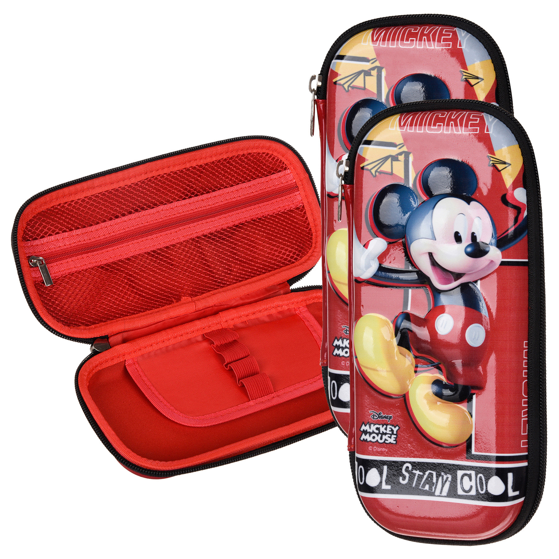 Kuber Industries Disney Mickey Pencil Pouch | School Pencil Case for Kids | Pen-Pencil Box for Kids | Geometry Box | Compass Box | School Stationery Supplies | Red