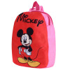 Kuber Industries Disney Mickey Plush Backpack|2 Compartment Stitched Velvet School Bag|Durable Toddler Haversack For Travel,School with Zipper Closure (Red &amp; Pink)