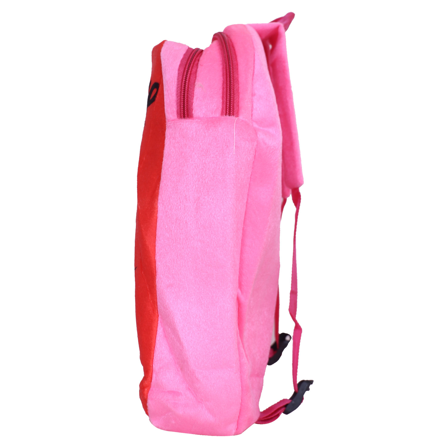 Kuber Industries Disney Mickey Plush Backpack|2 Compartment Stitched Velvet School Bag|Durable Toddler Haversack For Travel,School with Zipper Closure (Red & Pink)