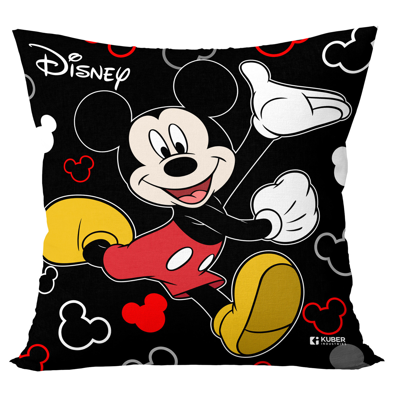 Kuber Industries Disney Mickey Print Cushion Cover|Sofa Cushion Covers|Cushion Covers 16 inch x 16 inch|Cushion Cover Set of 5 (Black)