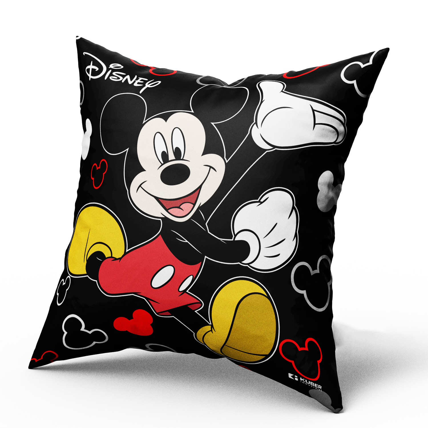 Kuber Industries Disney Mickey Print Cushion Cover|Sofa Cushion Covers|Cushion Covers 16 inch x 16 inch|Cushion Cover Set of 5 (Black)