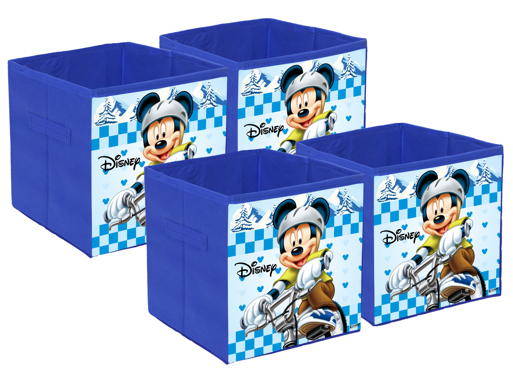 Kuber Industries Disney Mickey Print Durable & Collapsible Square Storage Box|Clothes Organizer With Handle,.(Blue)