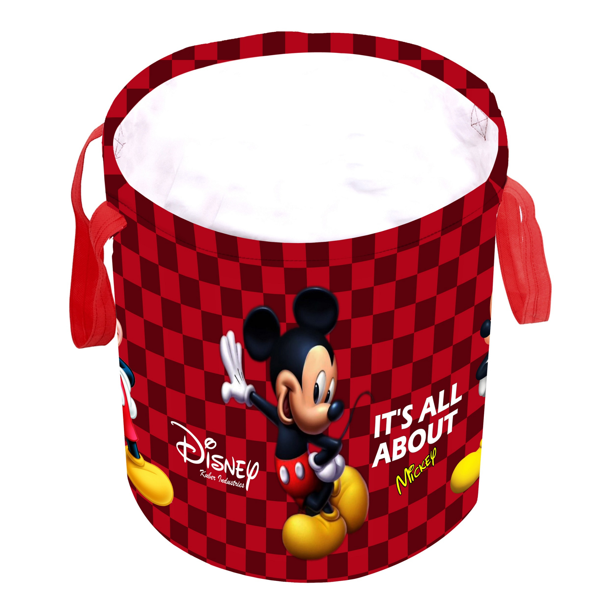 Kuber Industries Disney Mickey Print Non Woven Fabric Foldable Laundry Basket , Toy Storage Basket, Cloth Storage Basket With Handles,45 Ltr (Maroon)