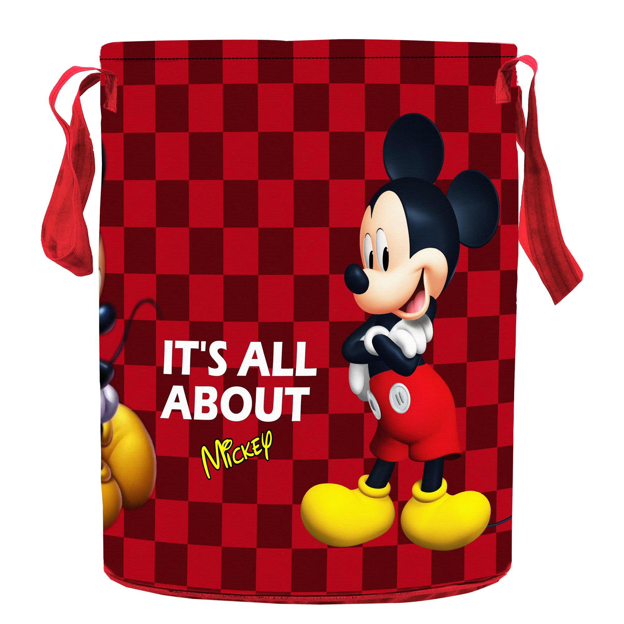 Kuber Industries Disney Mickey Print Non Woven Fabric Foldable Laundry Basket , Toy Storage Basket, Cloth Storage Basket With Handles,45 Ltr (Maroon)