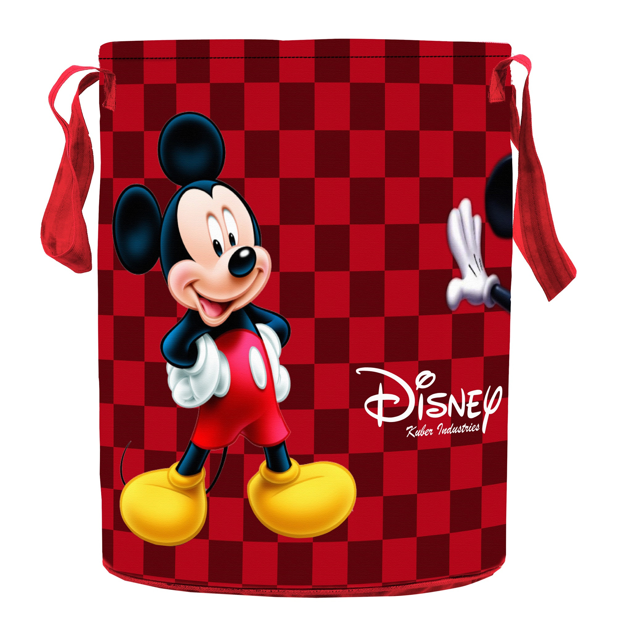 Kuber Industries Disney Mickey Print Non Woven Fabric Foldable Laundry Basket , Toy Storage Basket, Cloth Storage Basket With Handles,45 Ltr (Maroon)