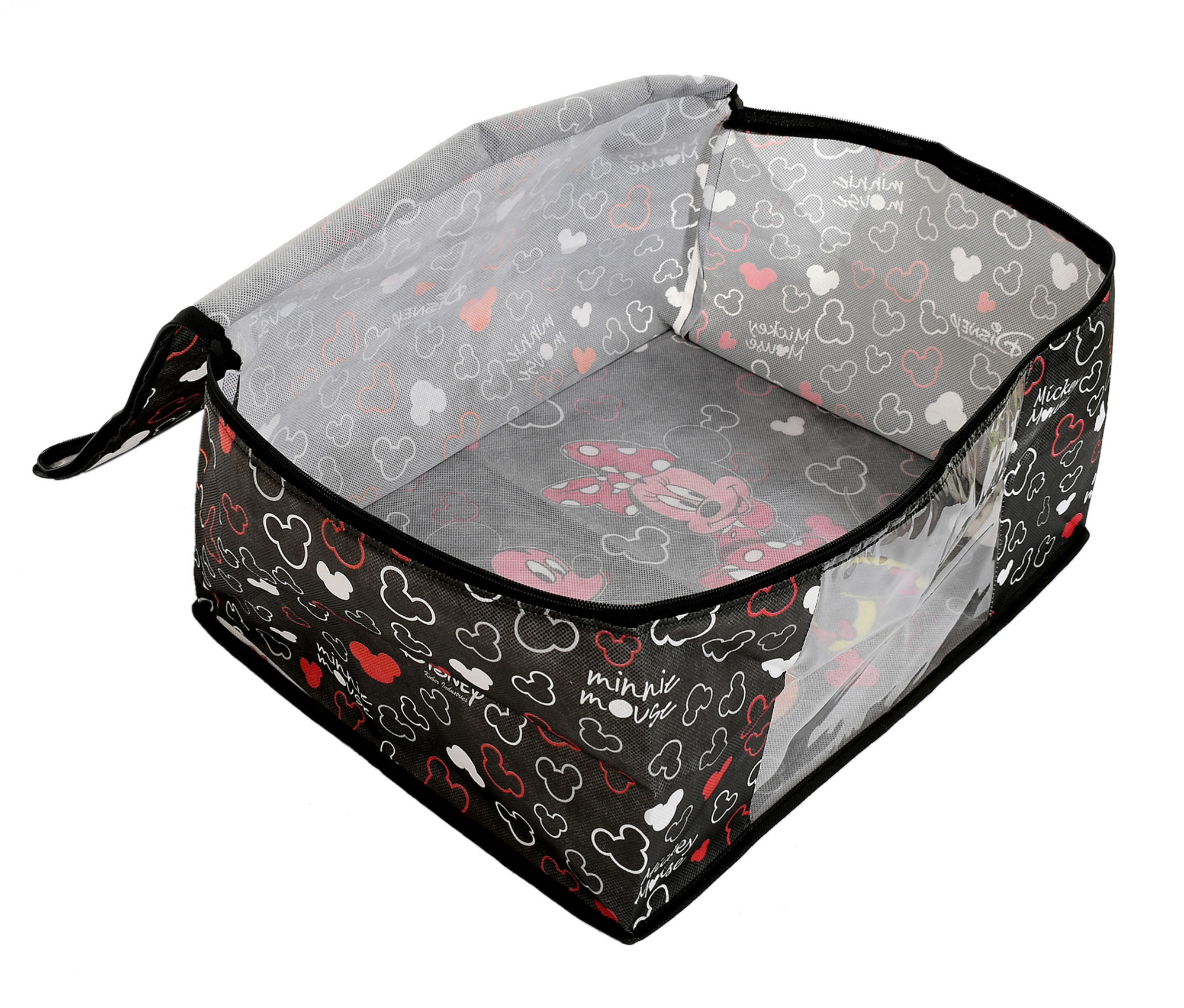 Kuber Industries Disney Mickey Print Non Woven Fabric Saree Cover/Clothes Organiser For Wardrobe Set with Transparent Window, Extra Large (Black) -HS_35_KUBMART18125
