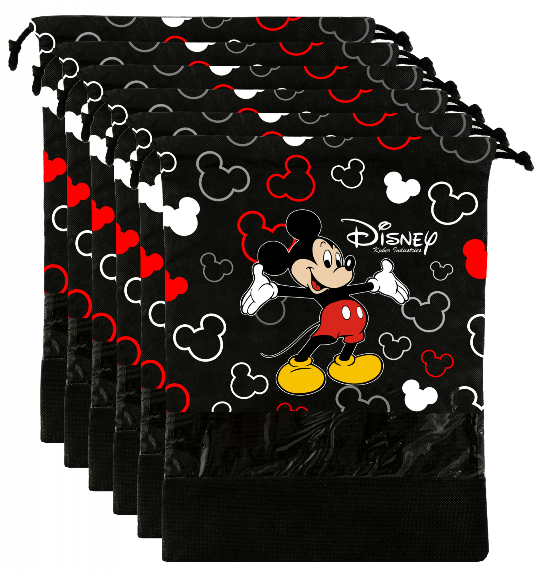 Kuber Industries Disney Mickey Print Non Woven Travel Shoe Cover, String Bag Organizer (Black) -HS_35_KUBMART17971