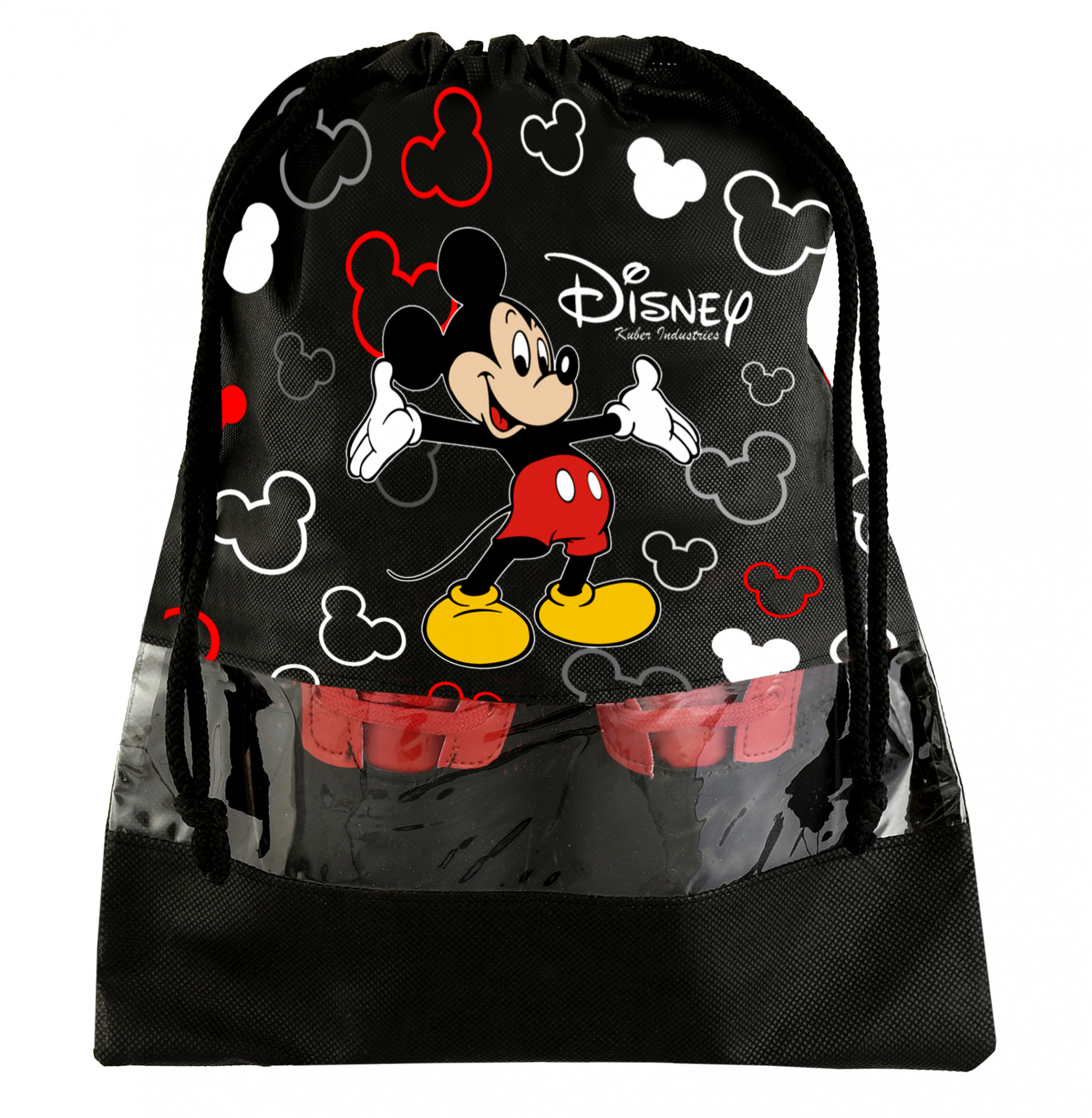 Kuber Industries Disney Mickey Print Non Woven Travel Shoe Cover, String Bag Organizer (Black) -HS_35_KUBMART17971