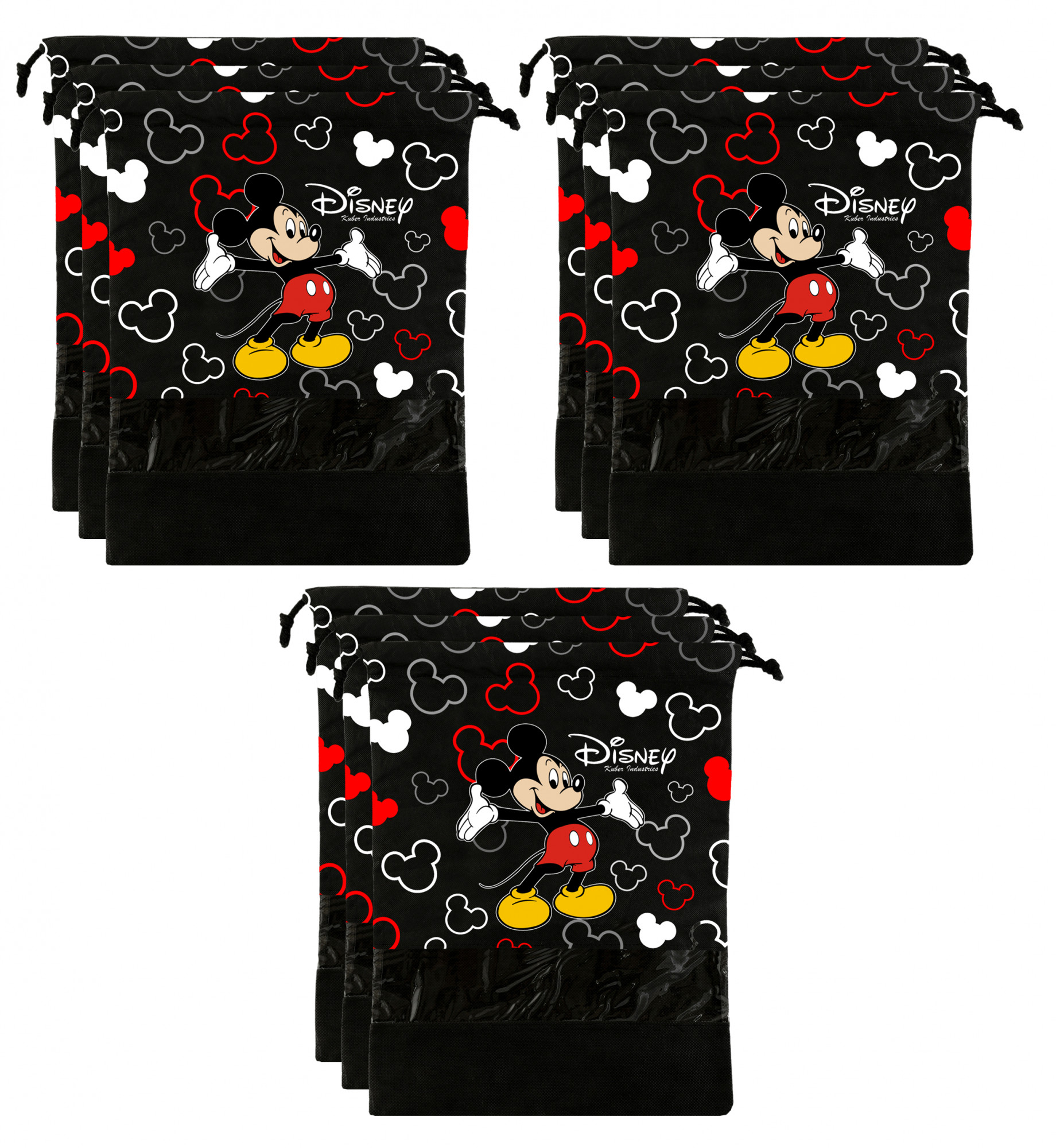 Kuber Industries Disney Mickey Print Non Woven Travel Shoe Cover, String Bag Organizer (Black) -HS_35_KUBMART17971