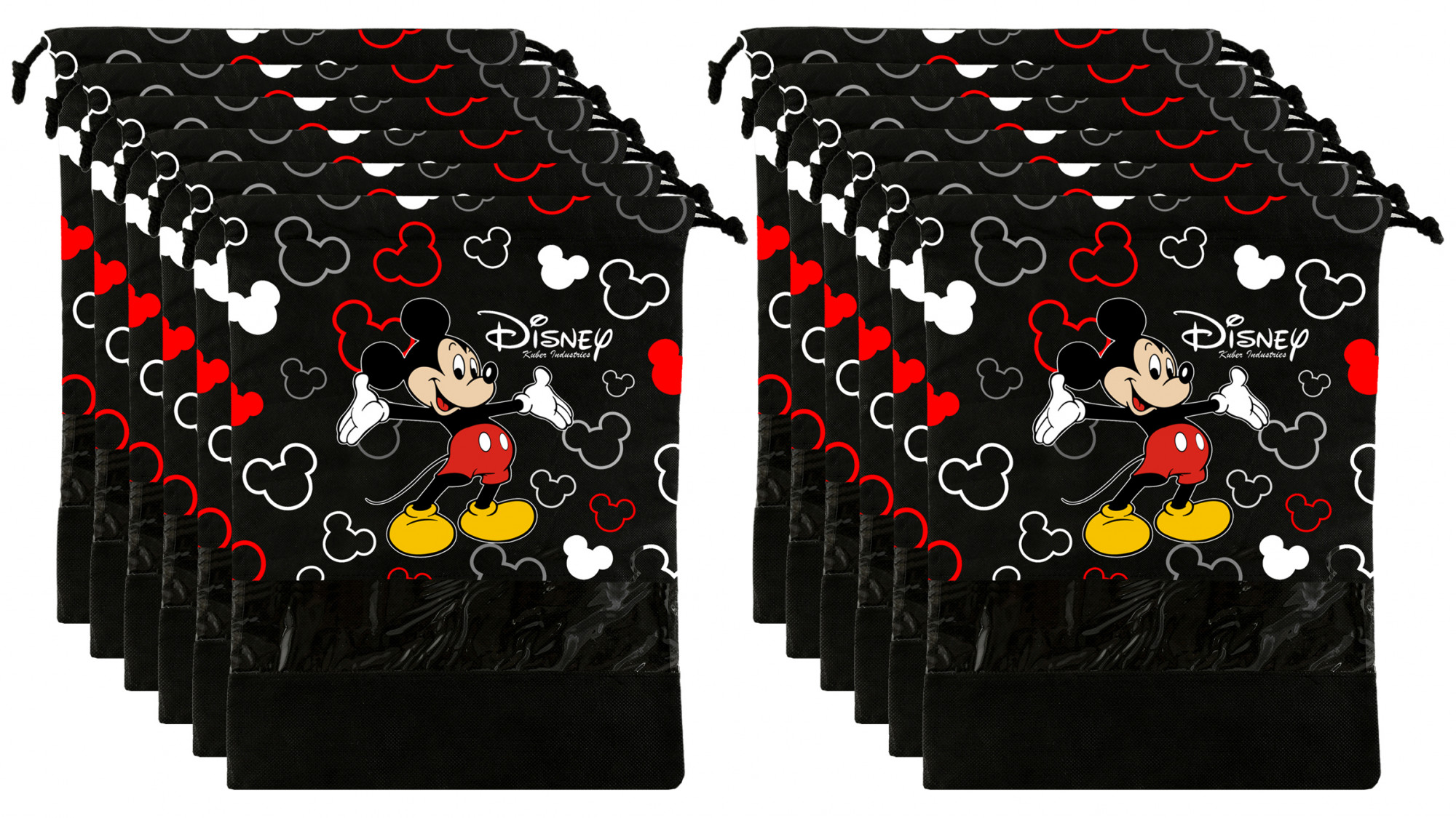 Kuber Industries Disney Mickey Print Non Woven Travel Shoe Cover, String Bag Organizer (Black) -HS_35_KUBMART17971