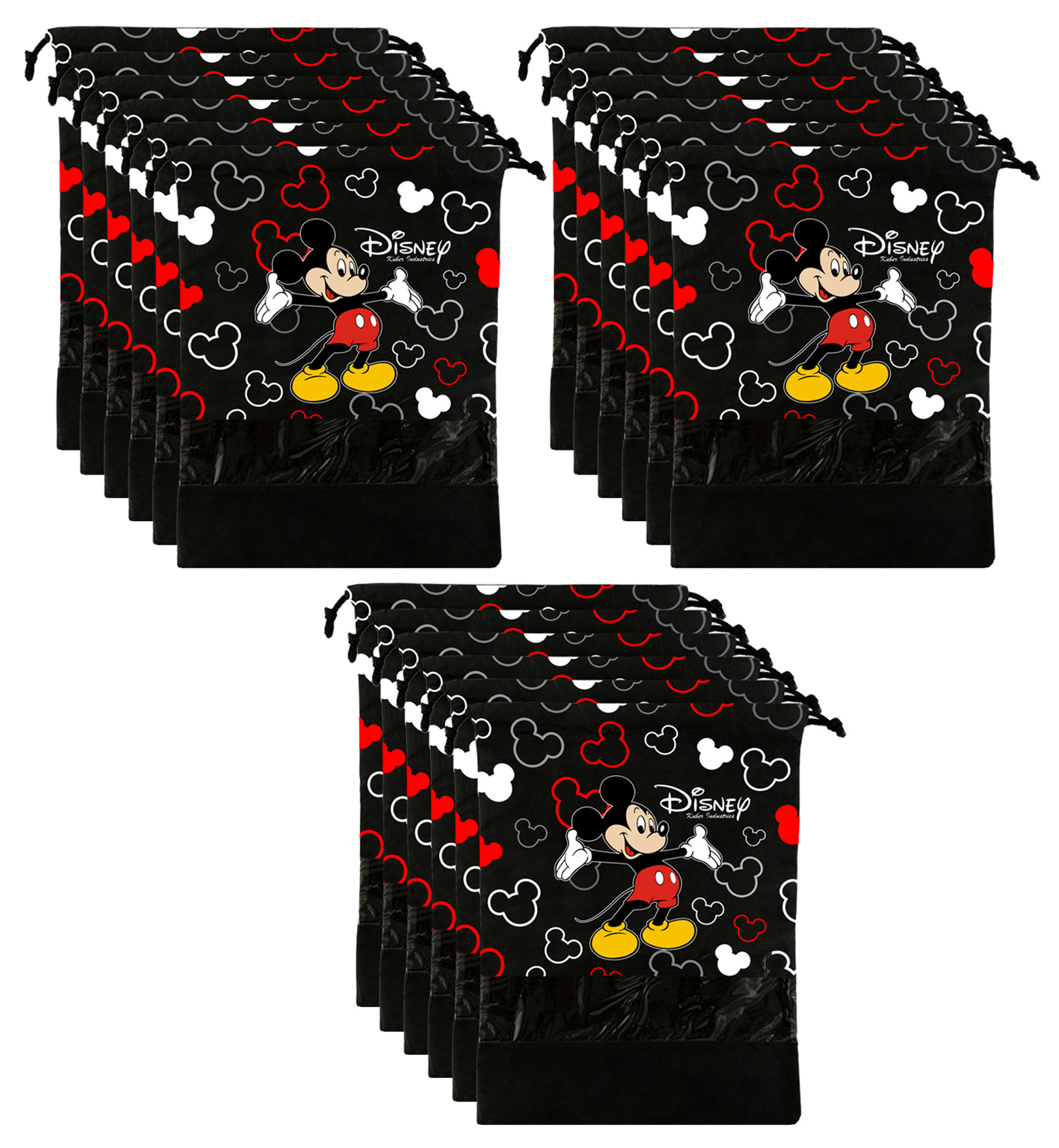 Kuber Industries Disney Mickey Print Non Woven Travel Shoe Cover, String Bag Organizer (Black) -HS_35_KUBMART17971