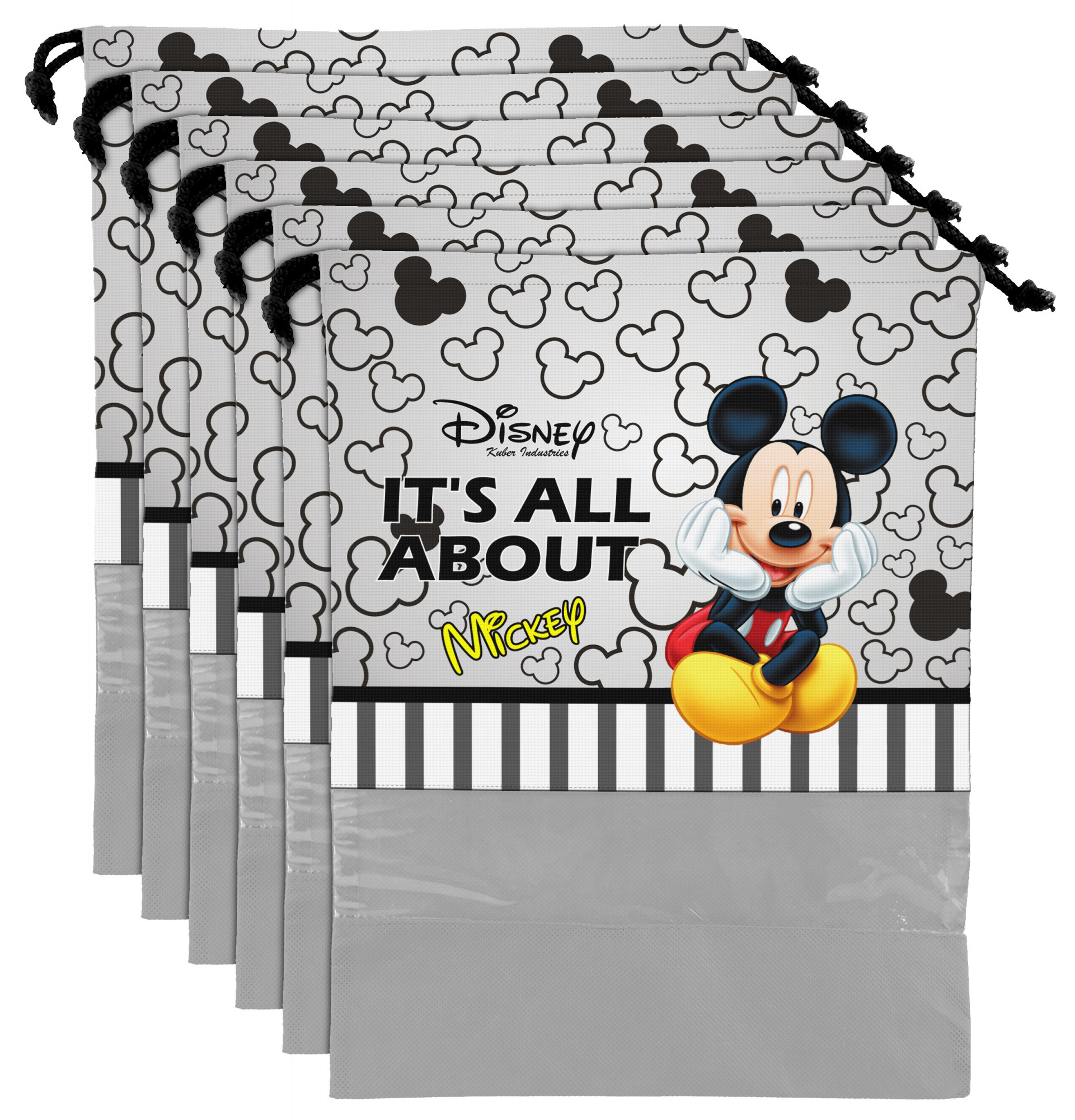 Kuber Industries Disney Mickey Print Non Woven Travel Shoe Cover, String Bag Organizer (Grey) -HS_35_KUBMART17987