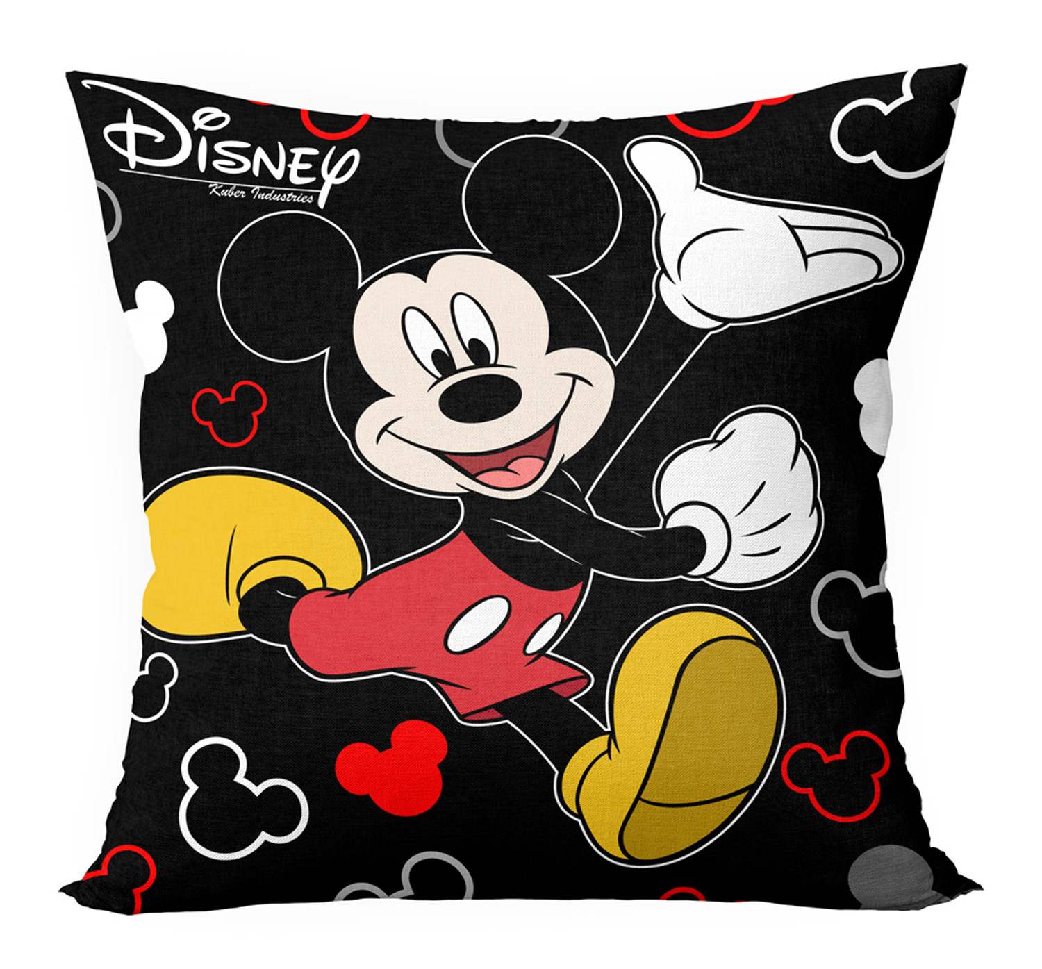 Kuber Industries Disney Mickey Print Silk Special long Crush Bolster Cover & Cushion Cover Set Of 5 Pcs (Black)