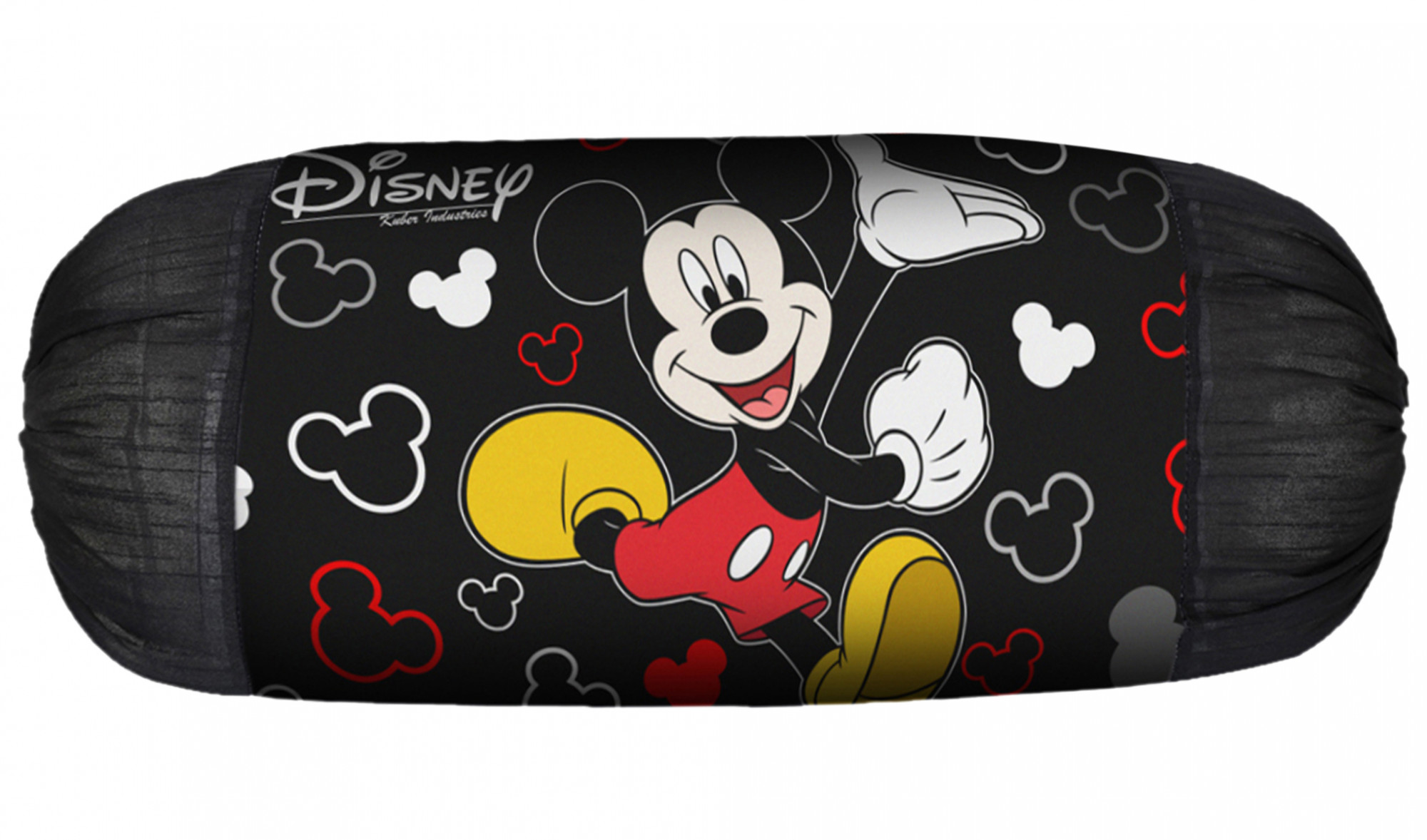 Kuber Industries Disney Mickey Print Silk Special long Crush Bolster Cover & Cushion Cover Set Of 5 Pcs (Black)