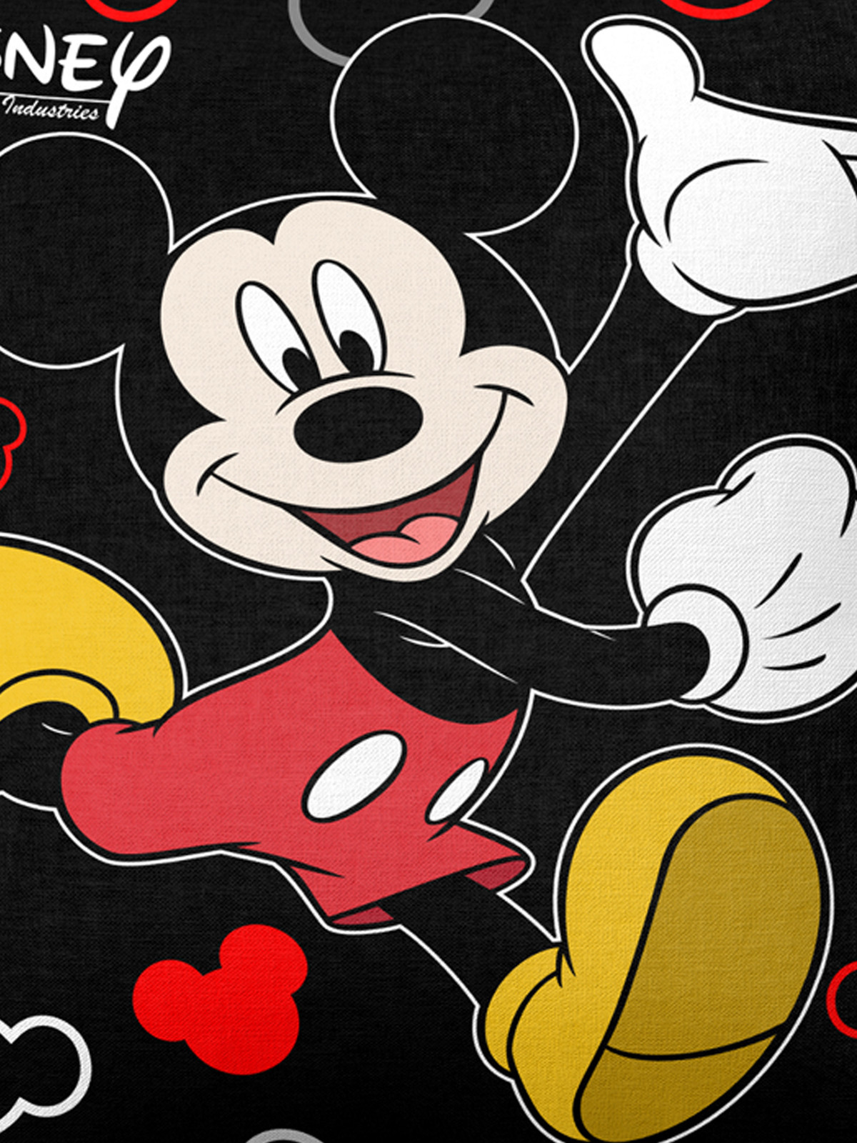 Kuber Industries Disney Mickey Print Silk Special long Crush Bolster Cover & Cushion Cover Set Of 5 Pcs (Black)
