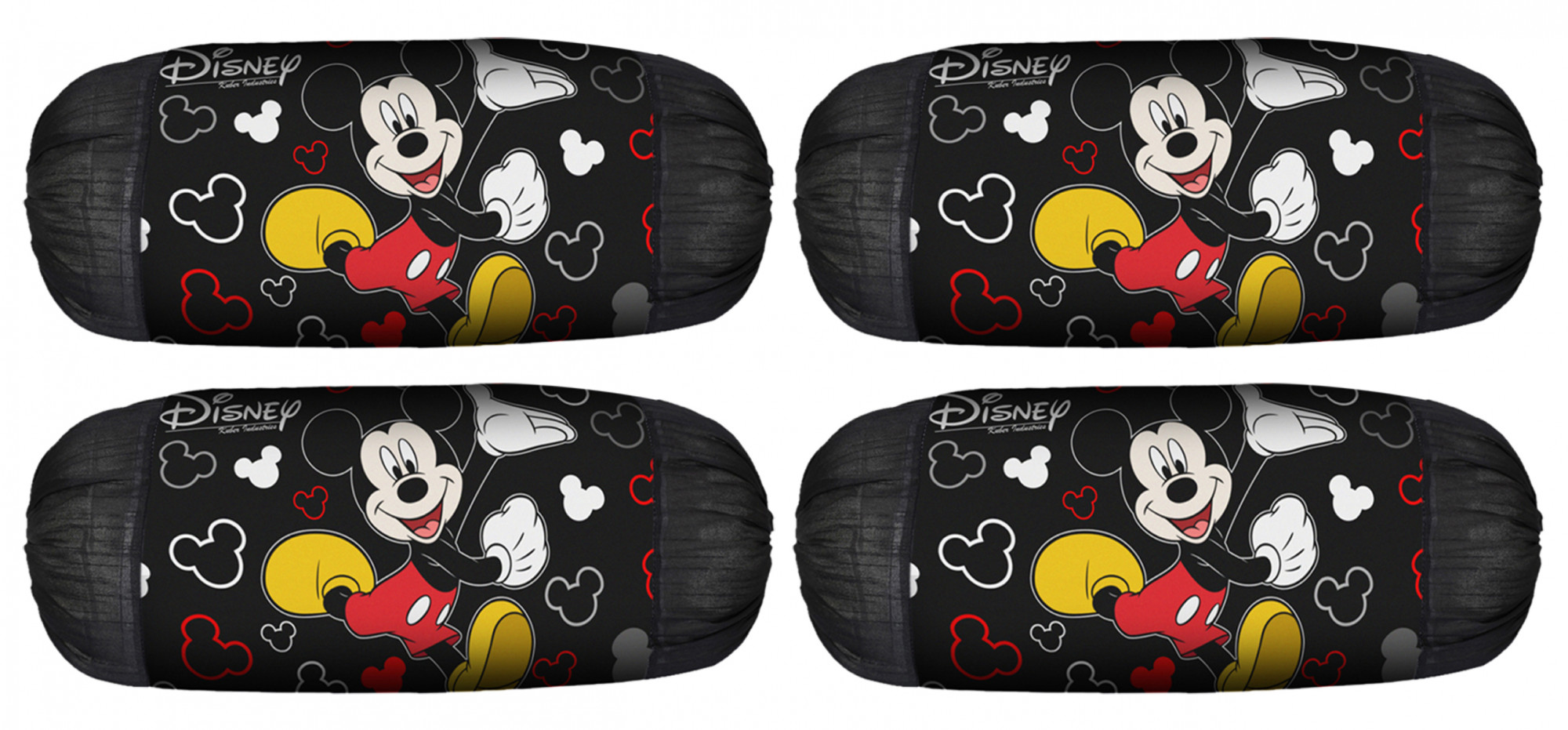 Kuber Industries Disney Mickey Print Silk Special long Crush Bolster Cover-Black