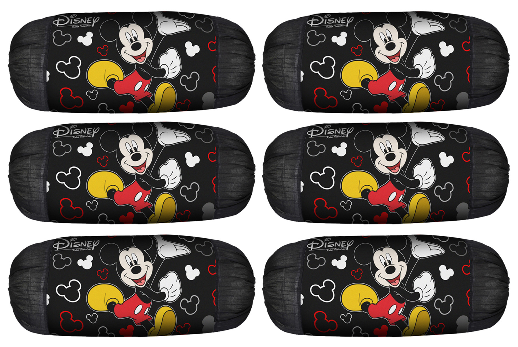 Kuber Industries Disney Mickey Print Silk Special long Crush Bolster Cover-Black