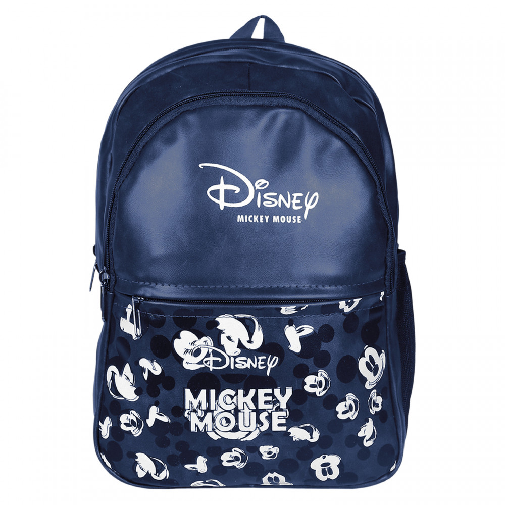Kuber Industries Disney Mickey School Bag for Kids|Stylish Backpacks for Kids|Leather Waterproof Shoulder Straps Bag for College|Travel (Blue)