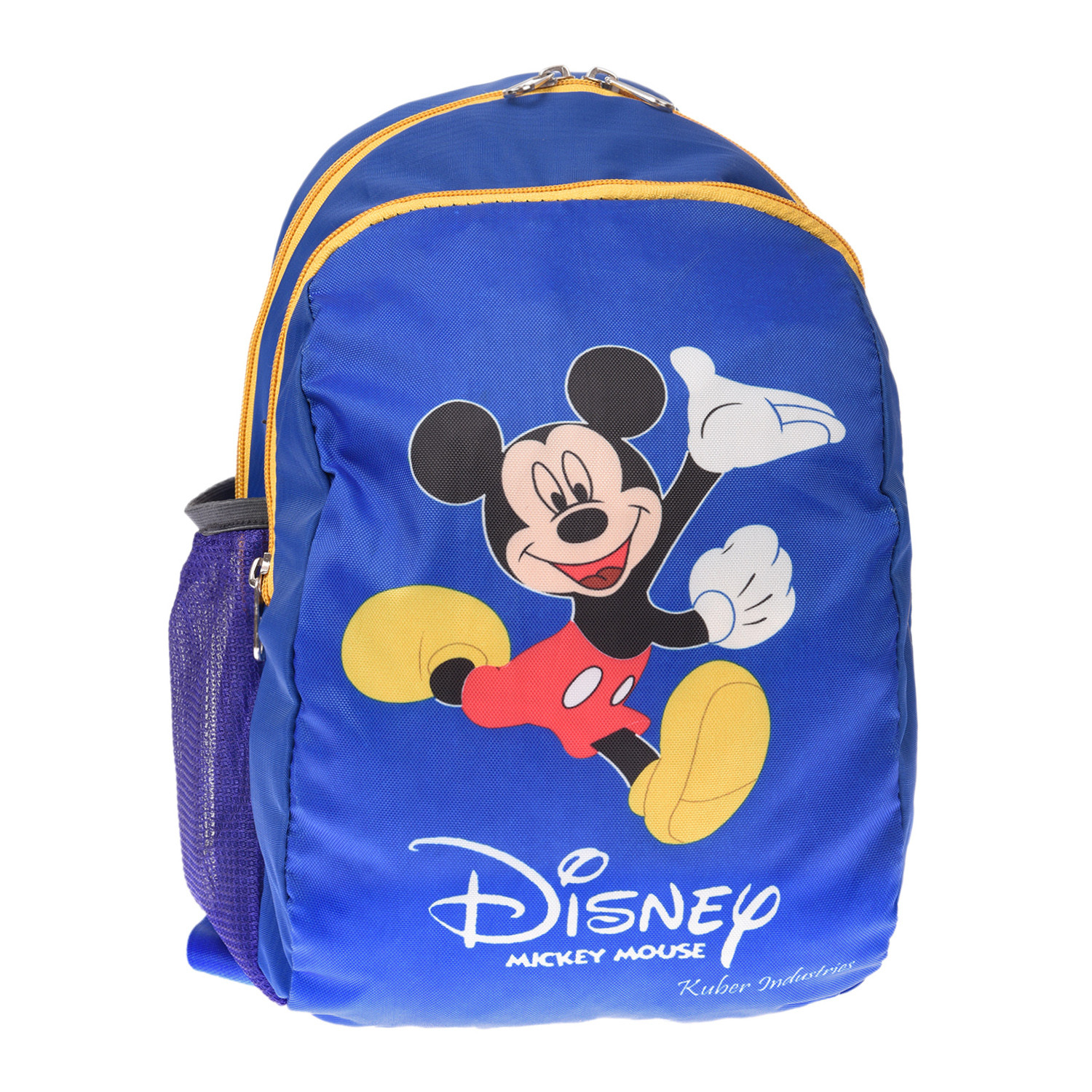 Kuber Industries Disney Mickey School Bag|2 Compartment Polyester School Bagpack|School Bag for Kids|School Bags for Girls with Zipper Closure (Blue)