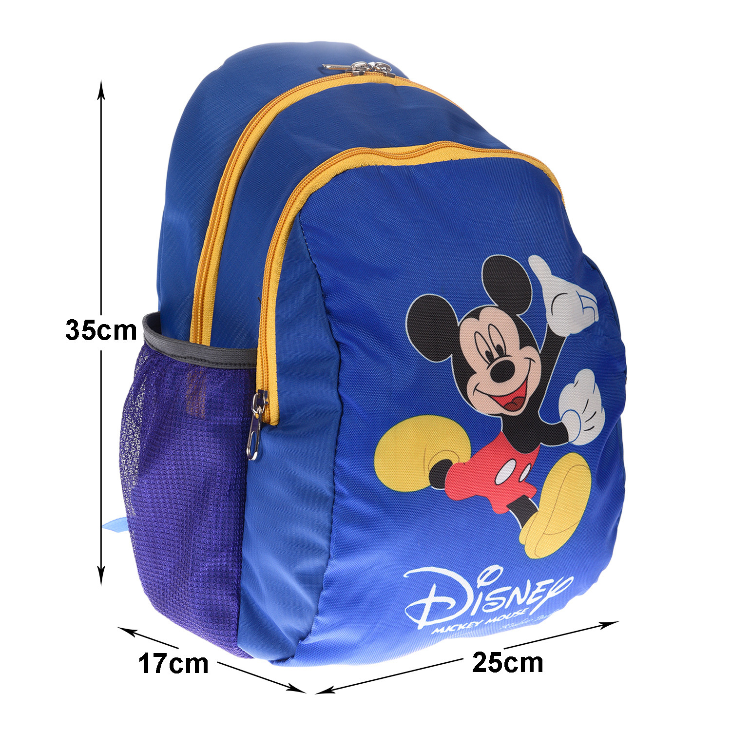 Kuber Industries Disney Mickey School Bag|2 Compartment Polyester School Bagpack|School Bag for Kids|School Bags for Girls with Zipper Closure (Blue)