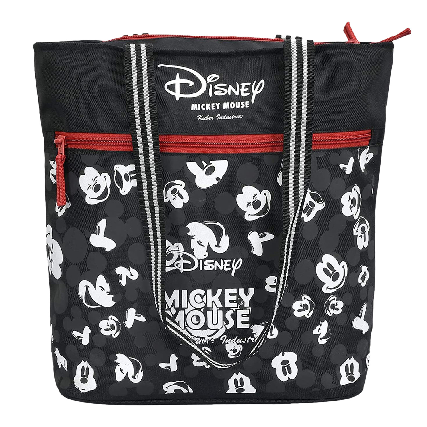 Kuber Industries Disney Mickey Shopping Bag | Grocery Handbag | Vegetable Bag | Front Pocket Shoulder Bag | Grocery Shopping Bag with Handle | Black