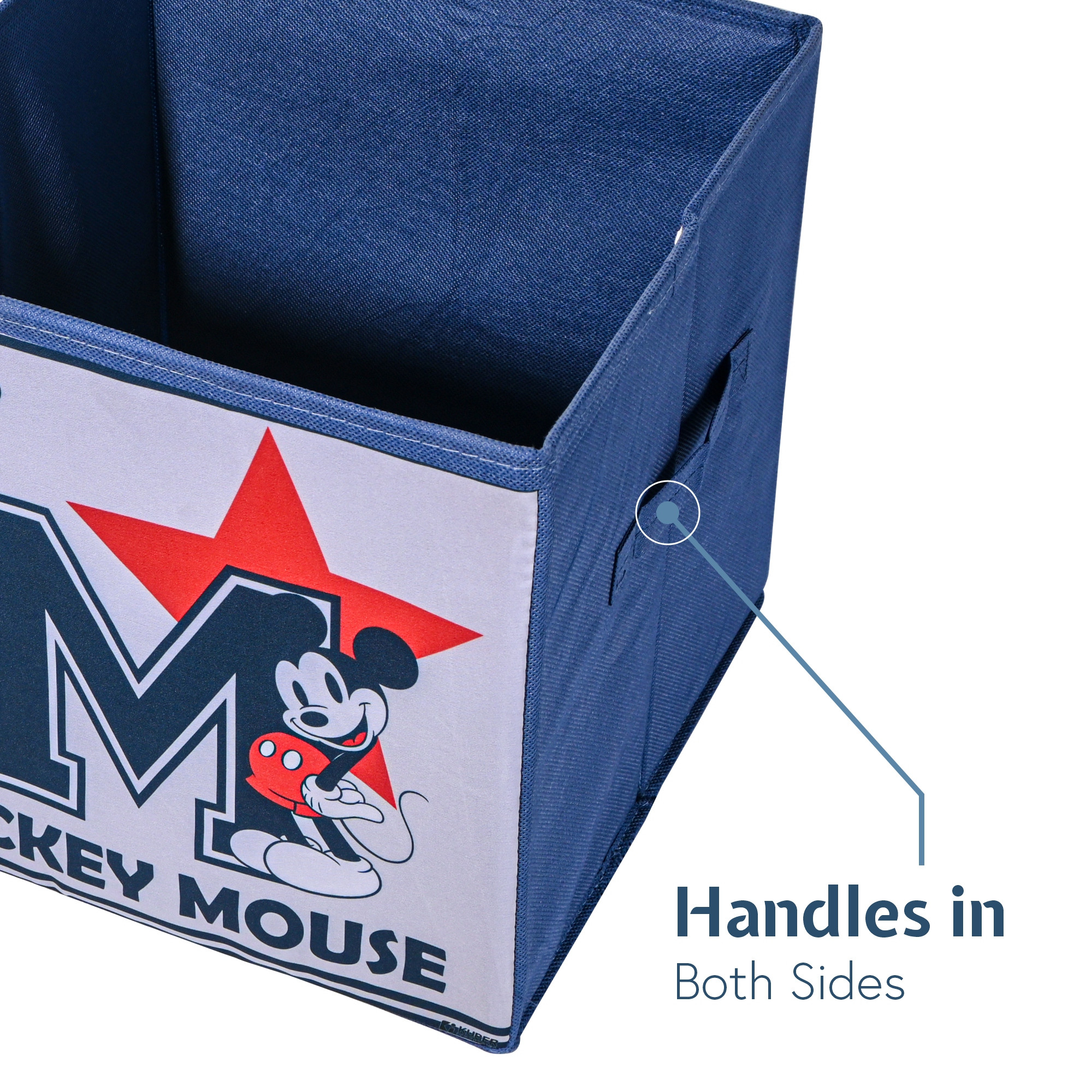 Kuber Industries Disney Mickey Star Large Square Storage Box for Clothes  Foldable Wardrobe Organizer For Toys  Baby Clothes  DrawerCloset Storage Organizer with Handle  Navy Blue