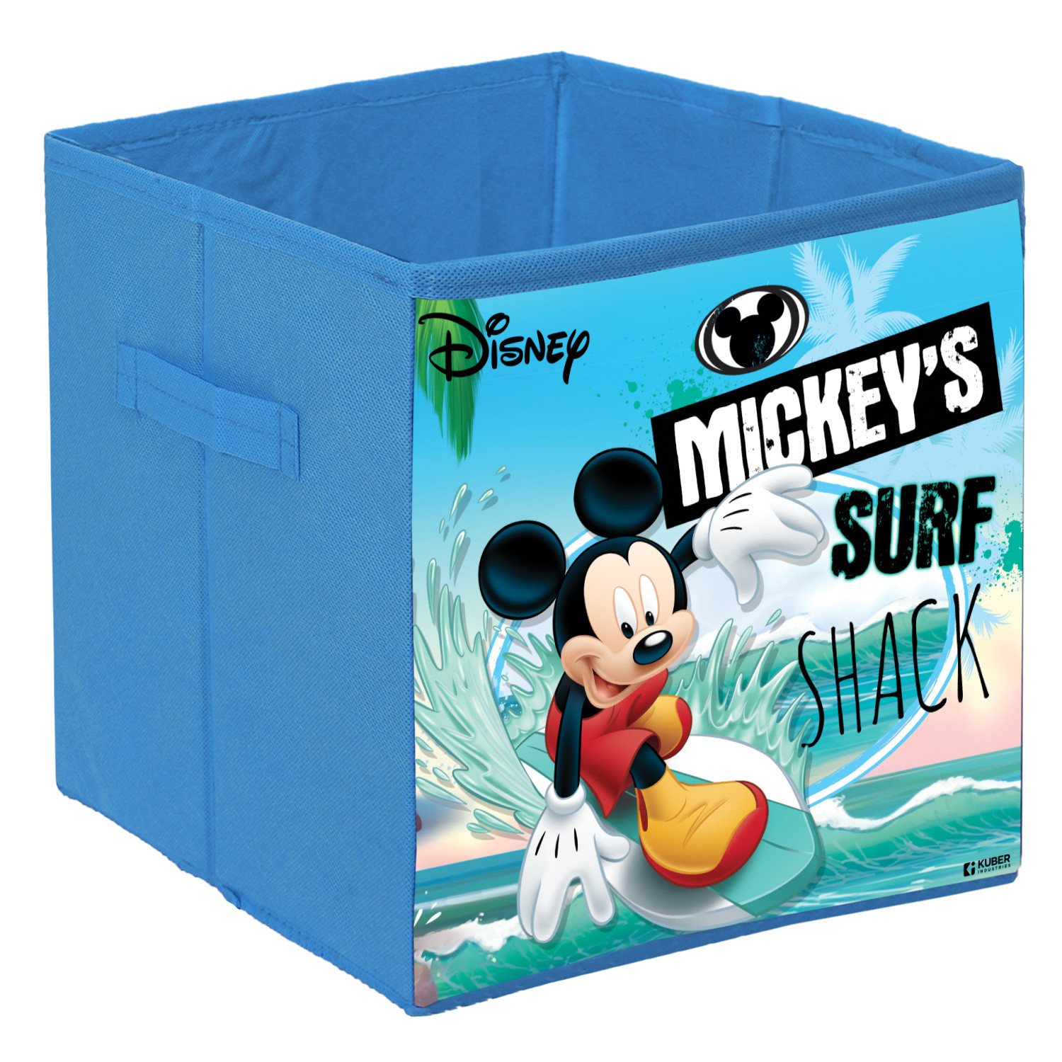 Kuber Industries Disney Mickey Surf Print Durable & Collapsible Square Storage Box|Clothes Organizer With Handle,.(Sky Blue)