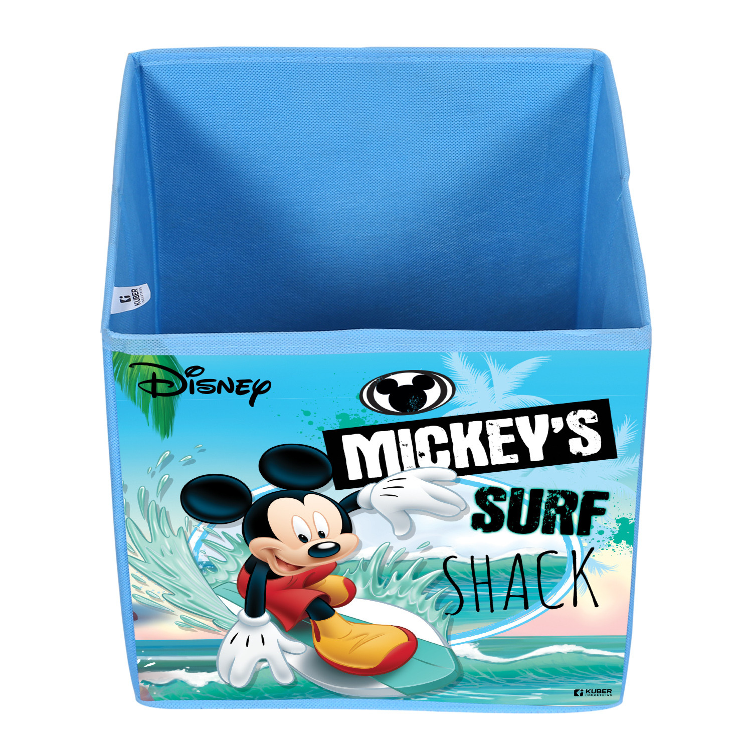 Kuber Industries Disney Mickey Surf Print Durable & Collapsible Square Storage Box|Clothes Organizer With Handle,.(Sky Blue)