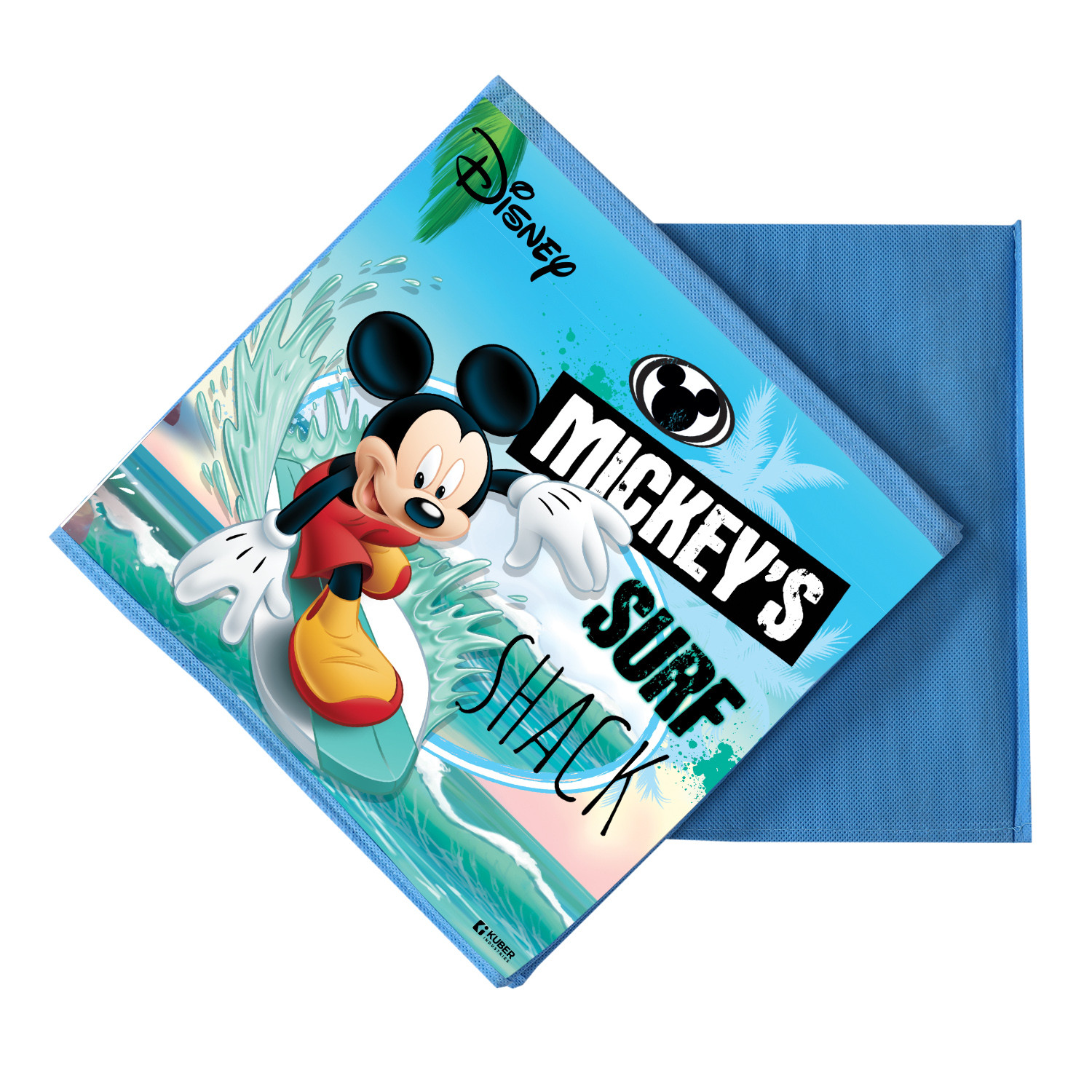 Kuber Industries Disney Mickey Surf Print Durable & Collapsible Square Storage Box|Clothes Organizer With Handle,.(Sky Blue)