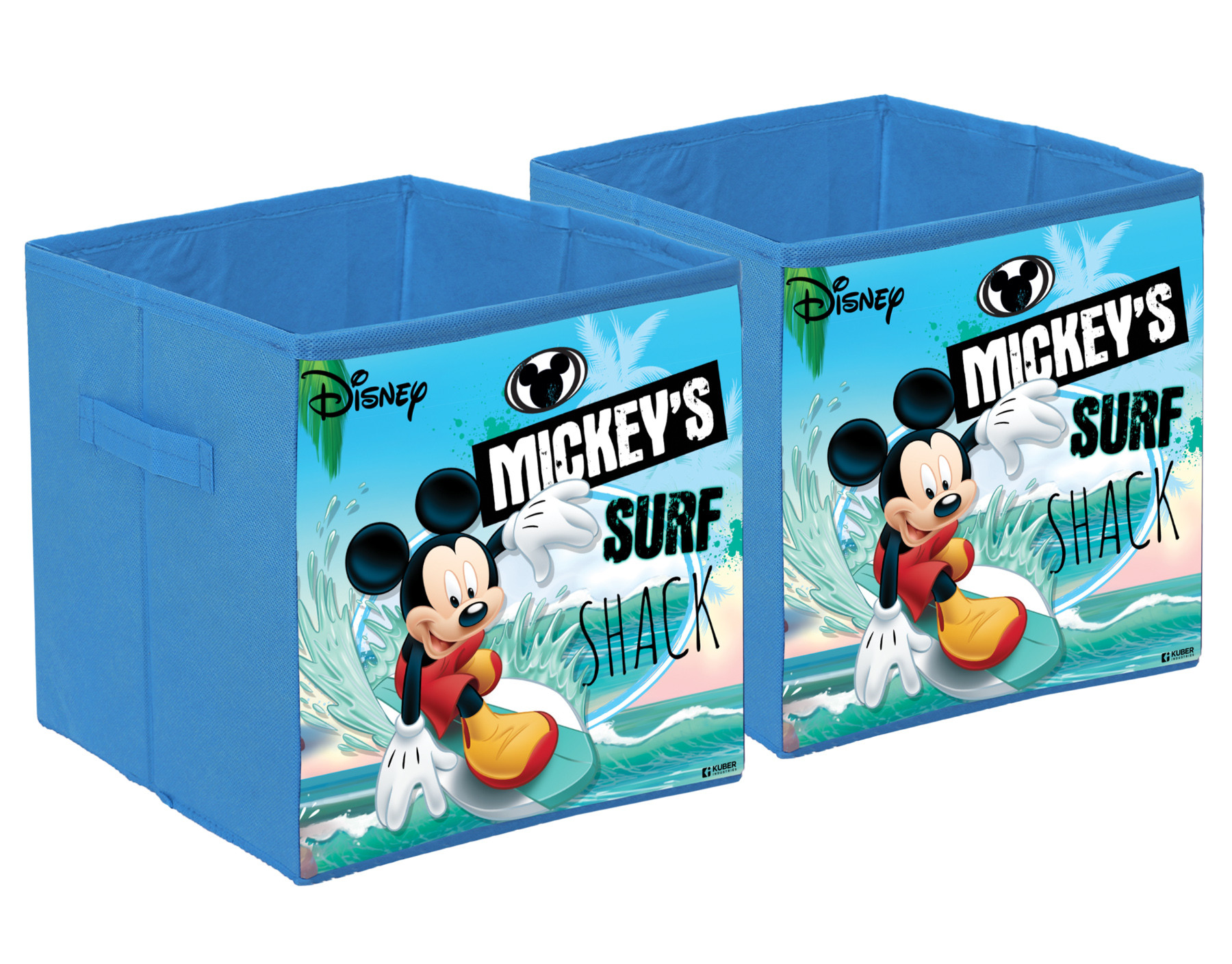 Kuber Industries Disney Mickey Surf Print Durable & Collapsible Square Storage Box|Clothes Organizer With Handle,.(Sky Blue)