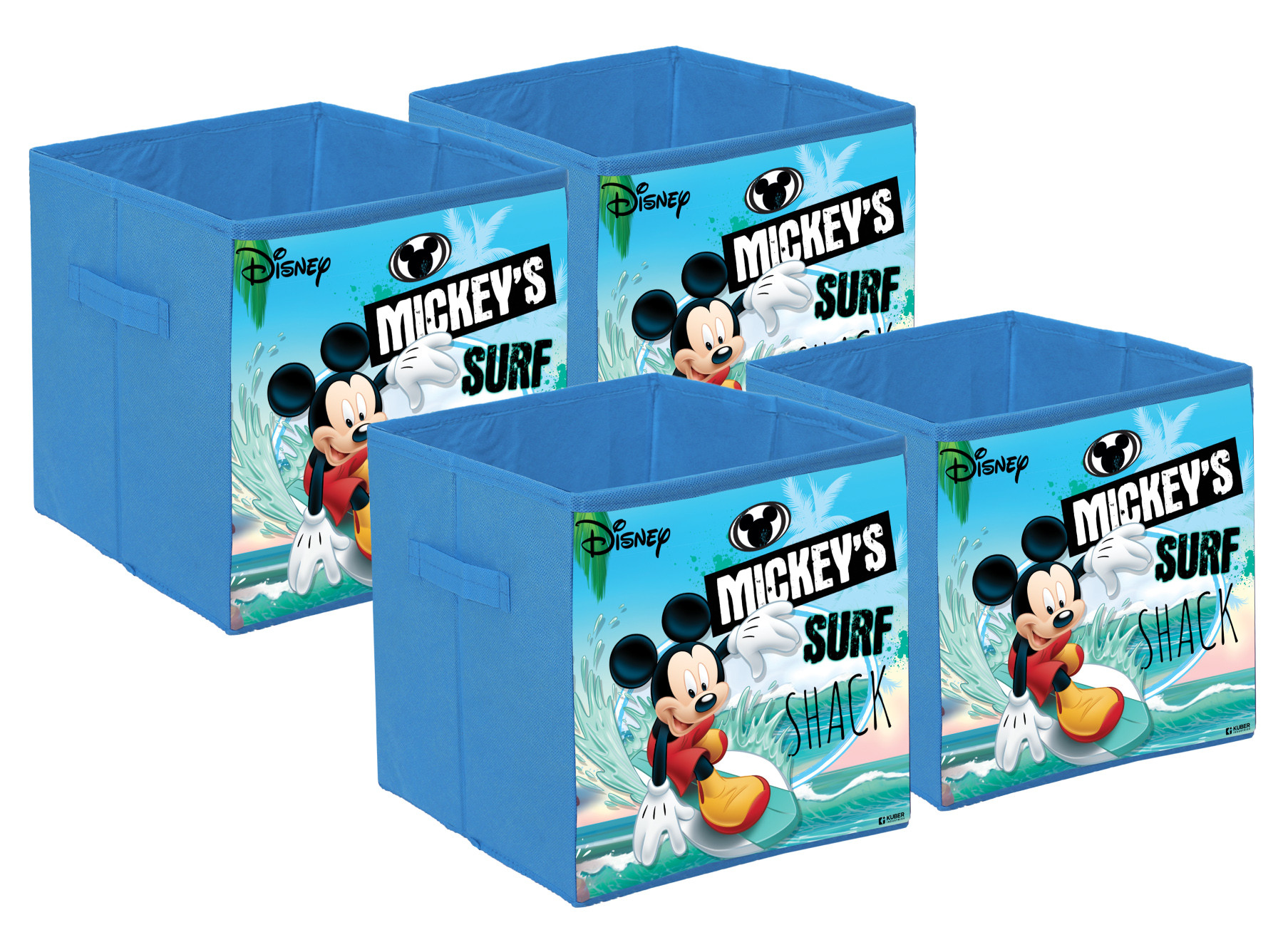 Kuber Industries Disney Mickey Surf Print Durable & Collapsible Square Storage Box|Clothes Organizer With Handle,.(Sky Blue)