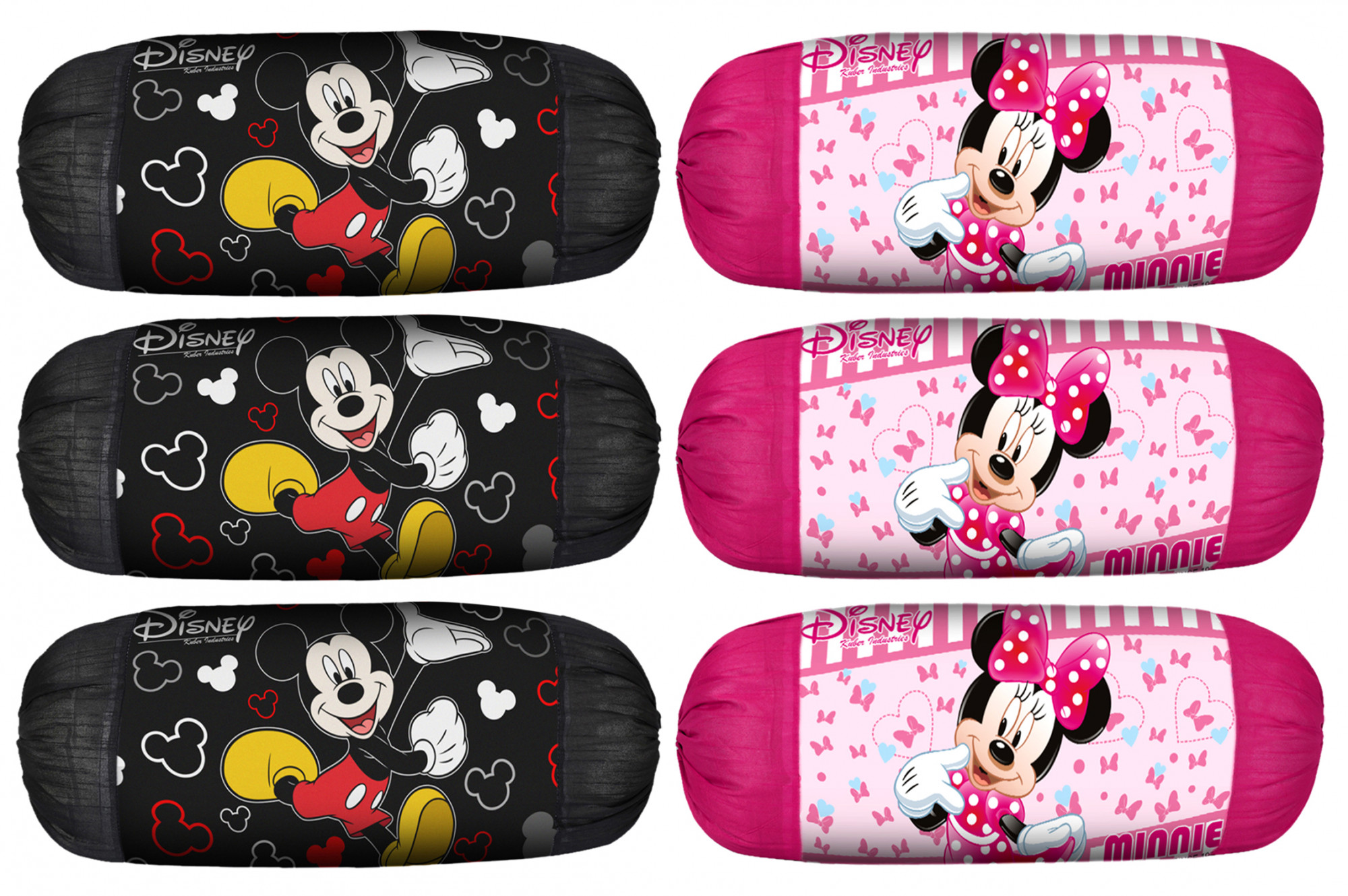 Kuber Industries Disney Minnie Mickey Print Silk Special long Crush Bolster Cover-Black & Pink