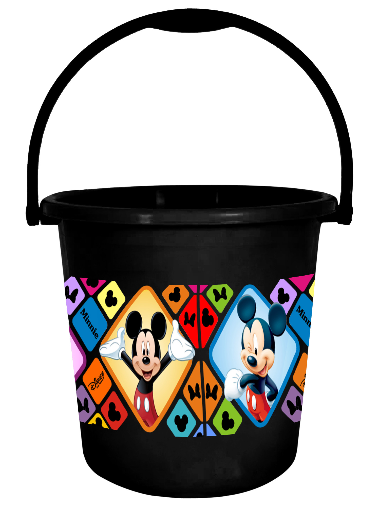 Kuber Industries Disney Minnie Mickey Print Unbreakable Virgin Plastic Strong Bathroom Bucket ,18 LTR (Black)