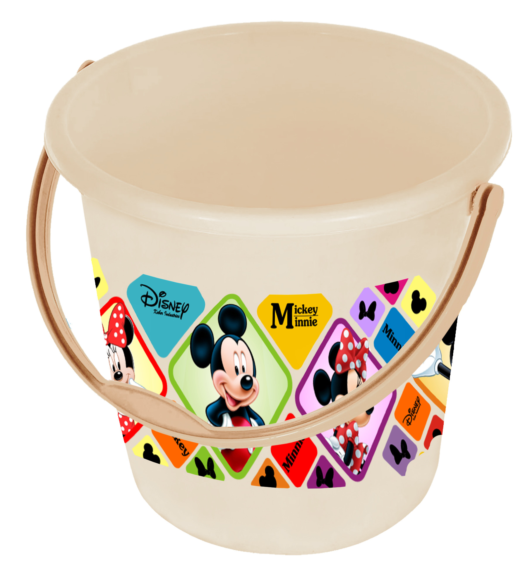 Kuber Industries Disney Minnie Mickey Print Unbreakable Virgin Plastic Strong Bathroom Bucket ,18 LTR (Cream)