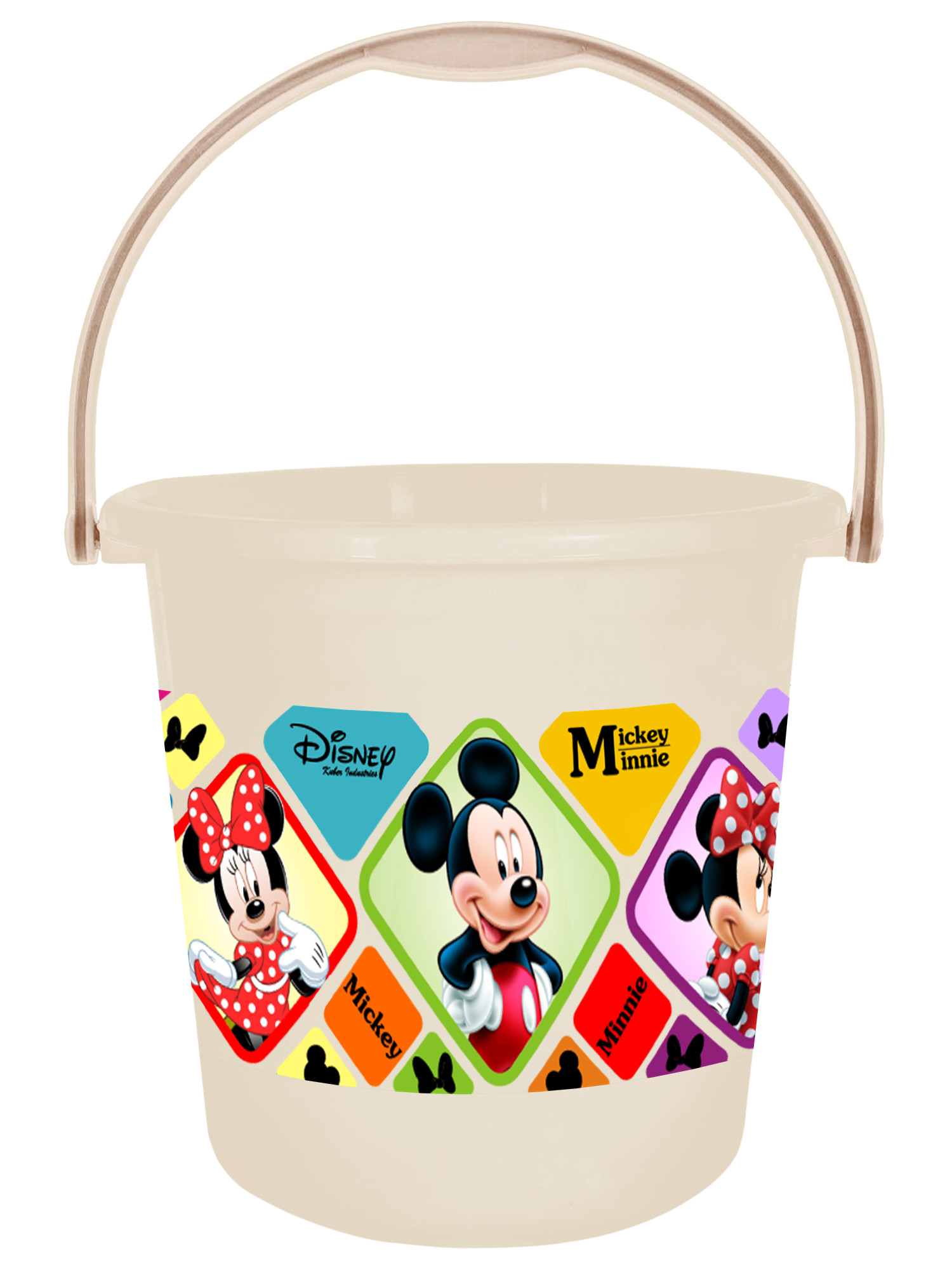 Kuber Industries Disney Minnie Mickey Print Unbreakable Virgin Plastic Strong Bathroom Bucket ,18 LTR (Cream)