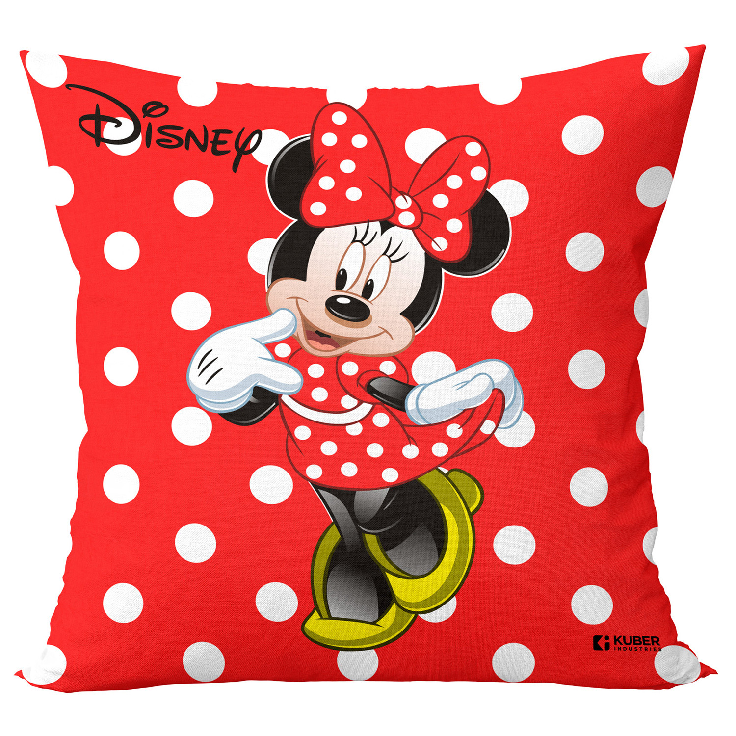 Kuber Industries Disney Minnie Print Cushion Cover|Sofa Cushion Covers|Cushion Covers 16 inch x 16 inch|Cushion Cover Set of 5 (Red)