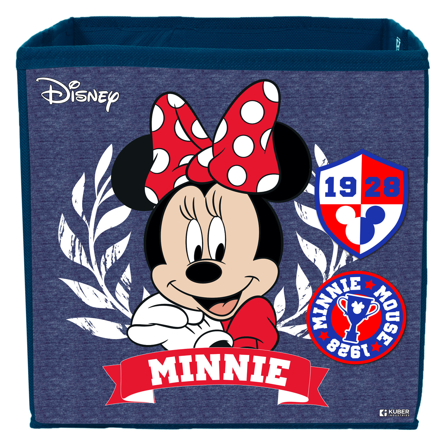 Kuber Industries Disney Minnie Print Durable & Collapsible Square Storage Box|Clothes Organizer With Handle, (Blue)