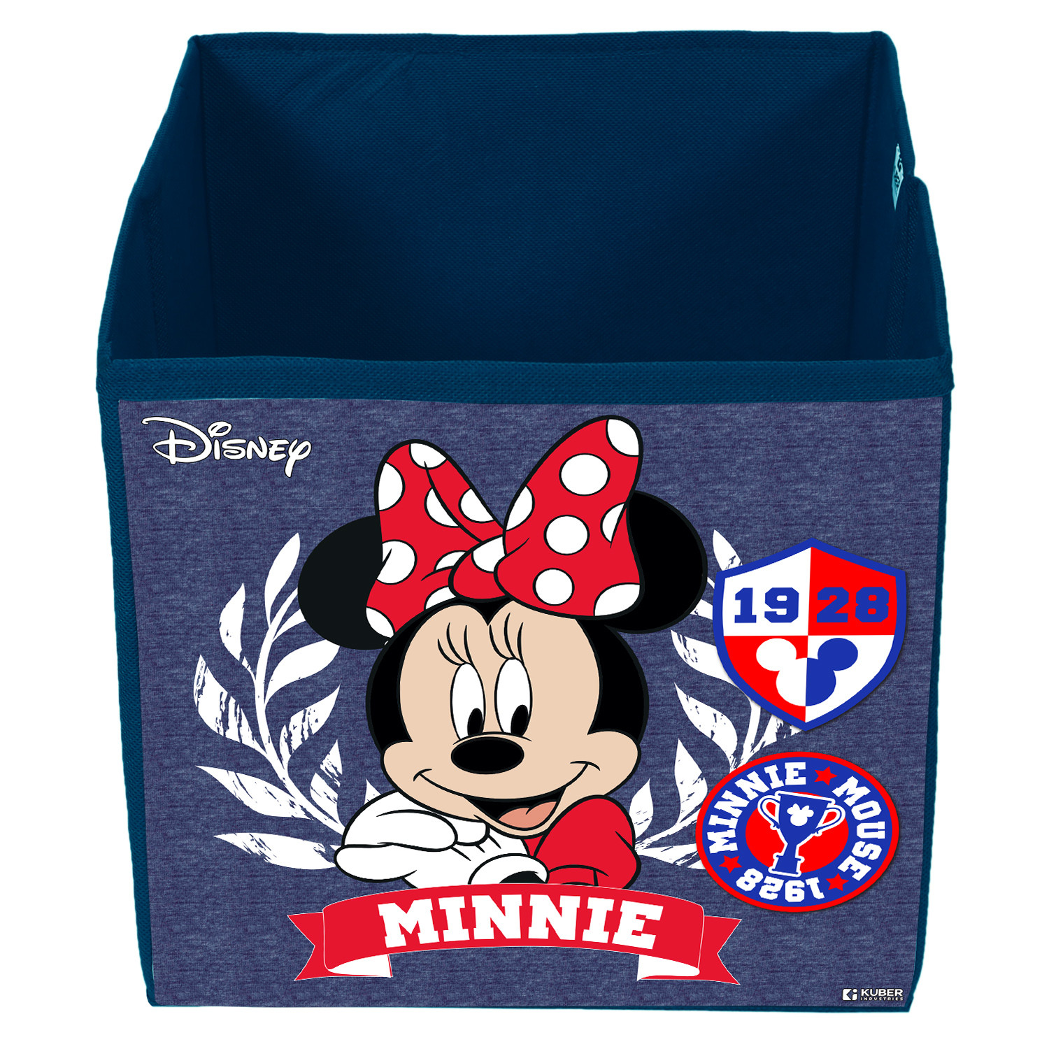 Kuber Industries Disney Minnie Print Durable & Collapsible Square Storage Box|Clothes Organizer With Handle, (Blue)
