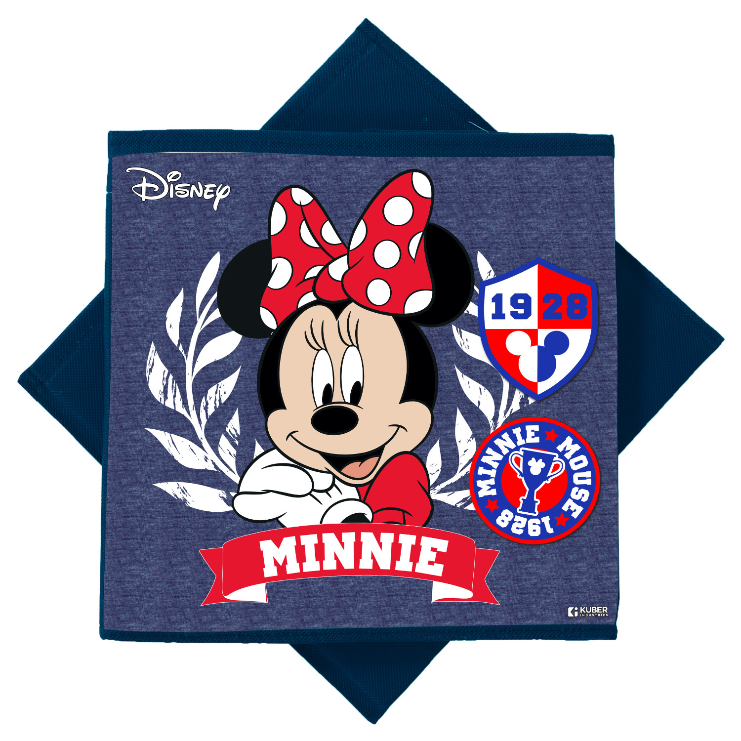 Kuber Industries Disney Minnie Print Durable & Collapsible Square Storage Box|Clothes Organizer With Handle, (Blue)