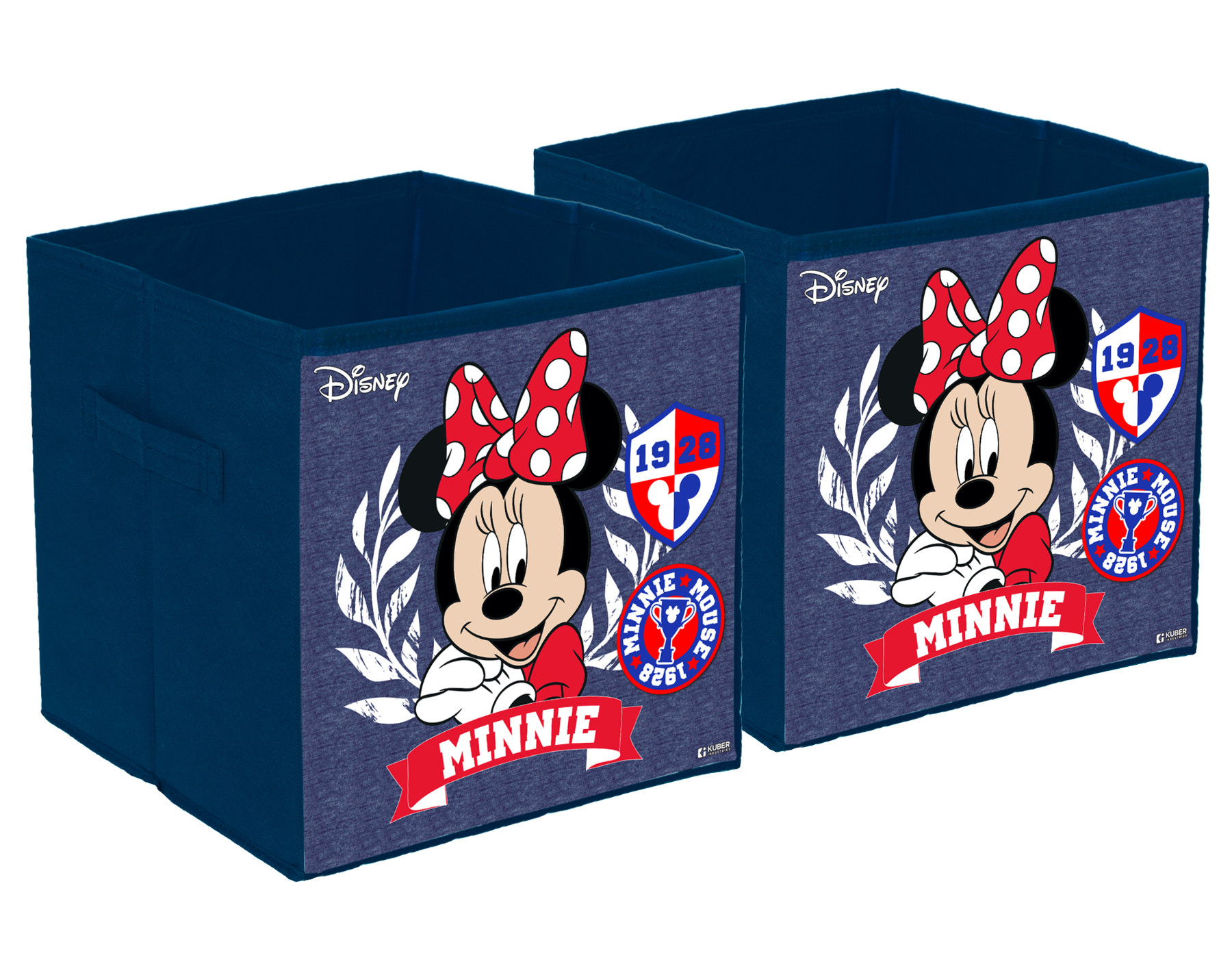 Kuber Industries Disney Minnie Print Durable & Collapsible Square Storage Box|Clothes Organizer With Handle, (Blue)
