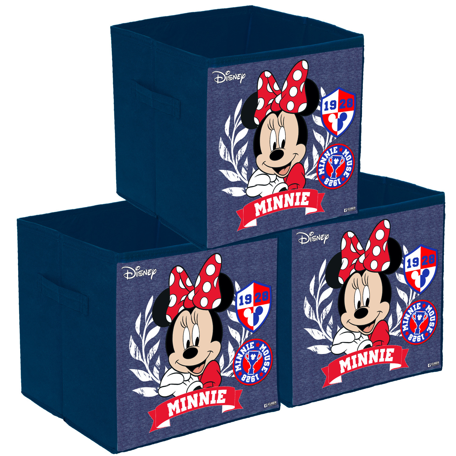 Kuber Industries Disney Minnie Print Durable & Collapsible Square Storage Box|Clothes Organizer With Handle, (Blue)